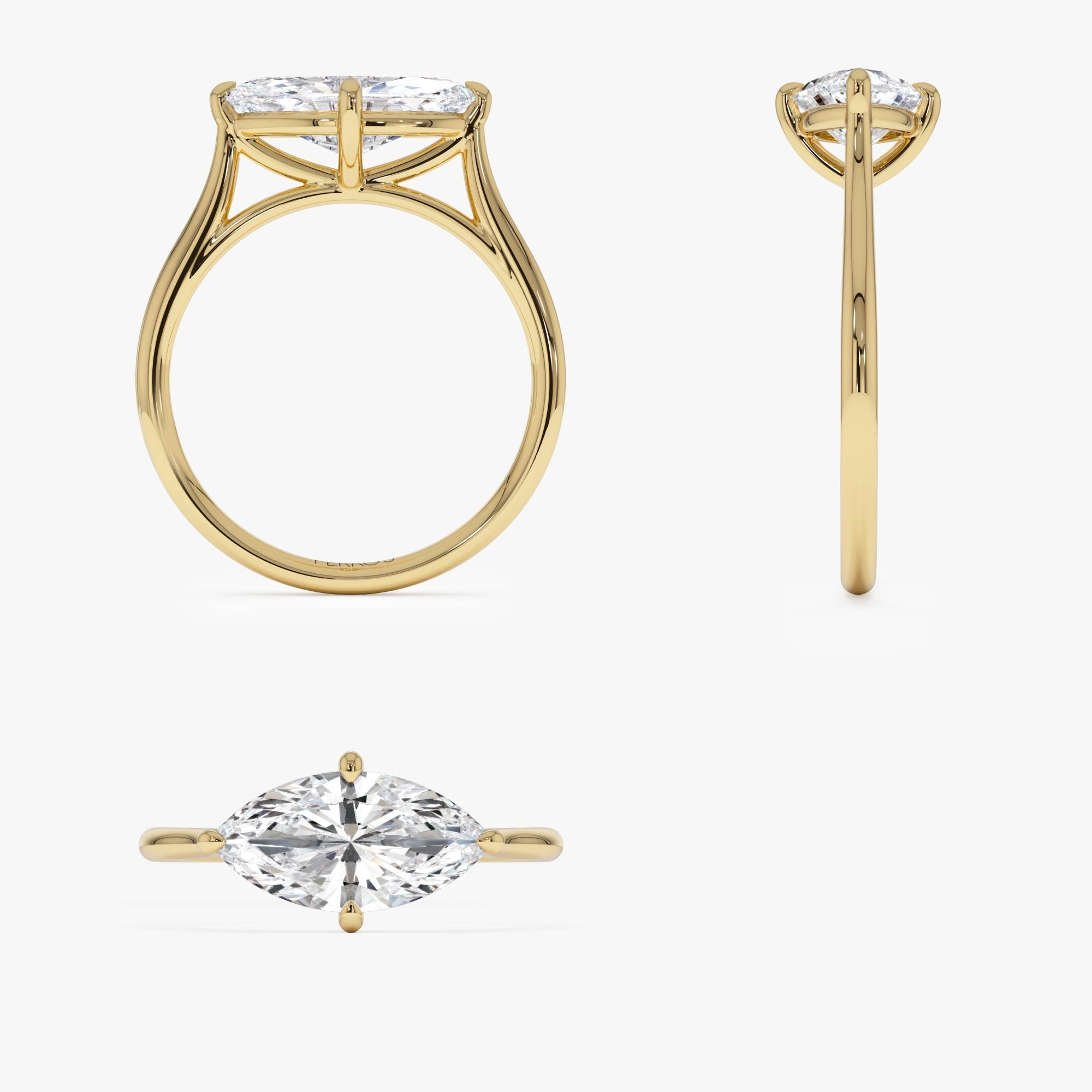 OBFJ0600 - 1.50 Ctw 14k Marquise Shape West-East Set Lab Grown Diamond Solitaire Ring - Veyra 9