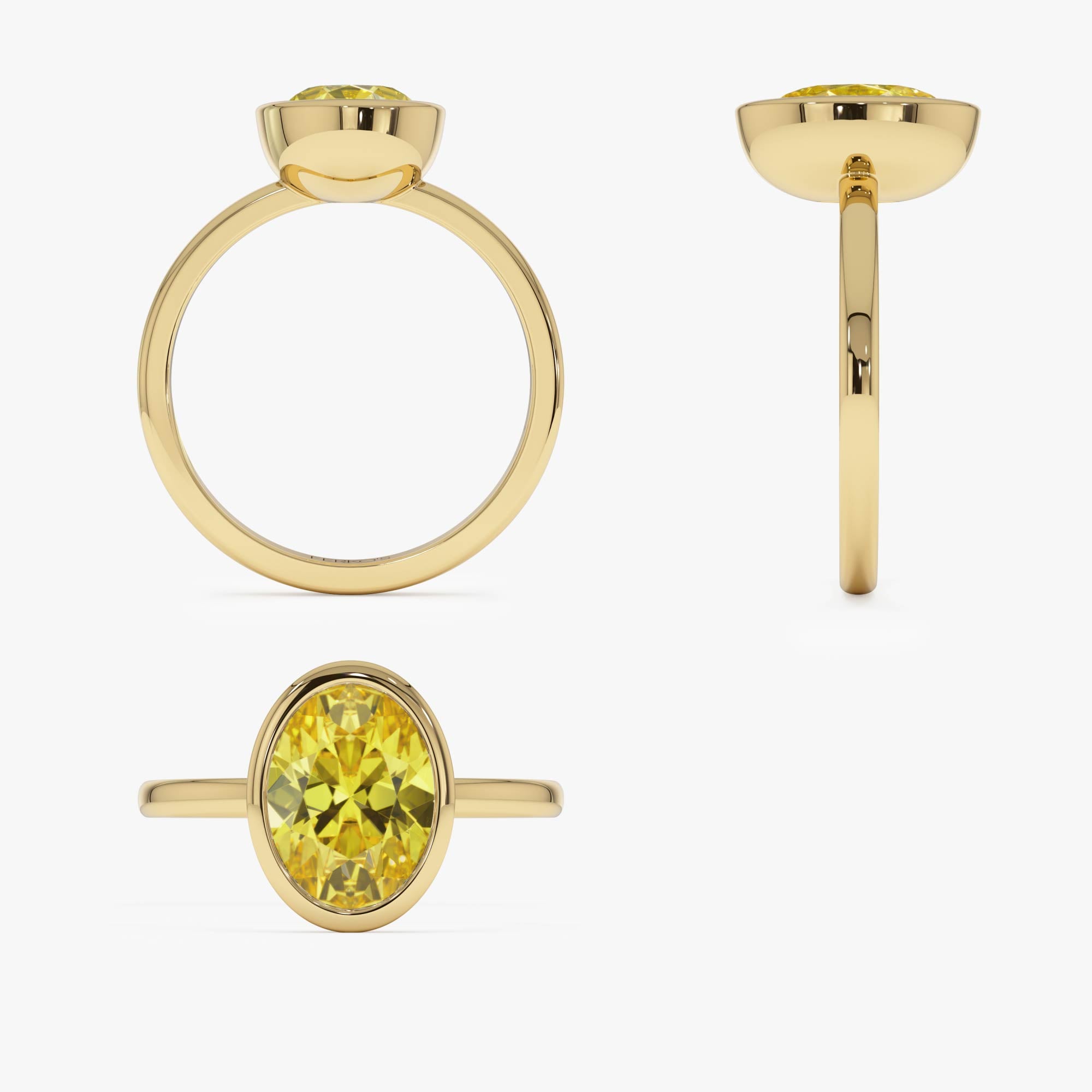 OBFJ0420 - 2.00 Ctw 14k Fancy Yellow Oval Lab Grown Diamond Engagement Ring - Marivine 9