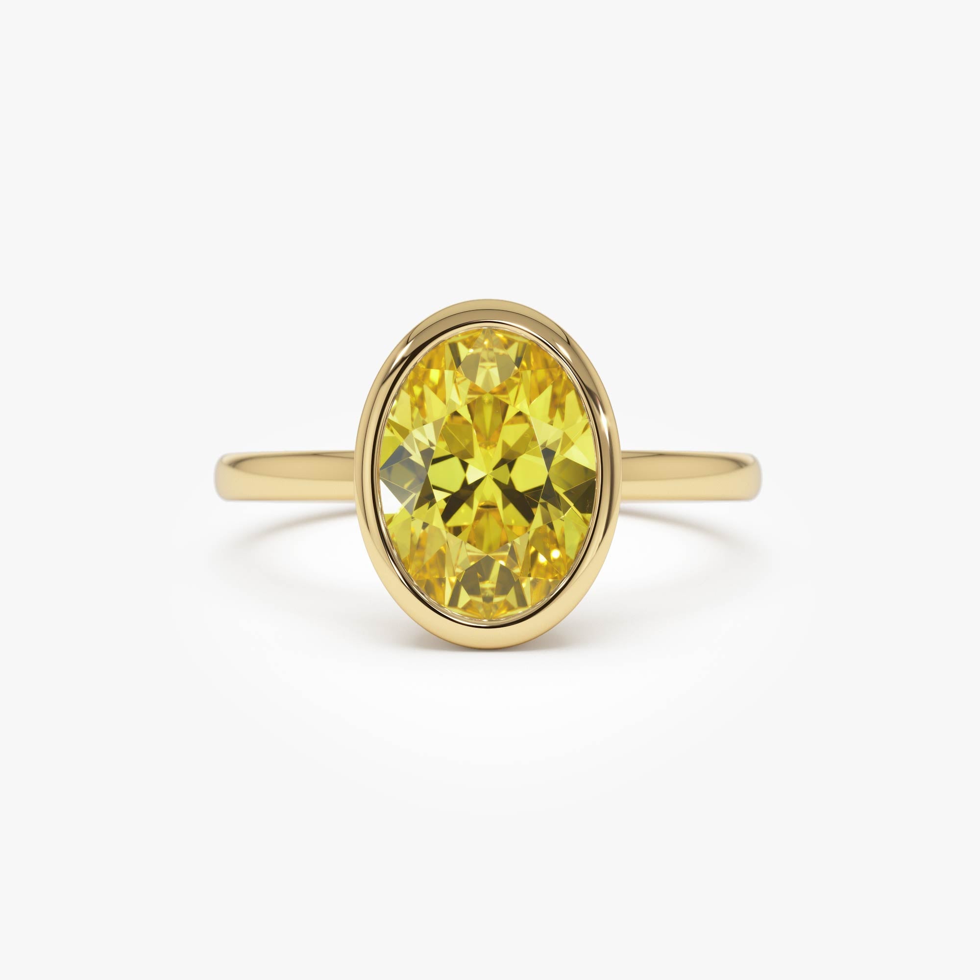 OBFJ0420 - 2.00 Ctw 14k Fancy Yellow Oval Lab Grown Diamond Engagement Ring - Marivine 1