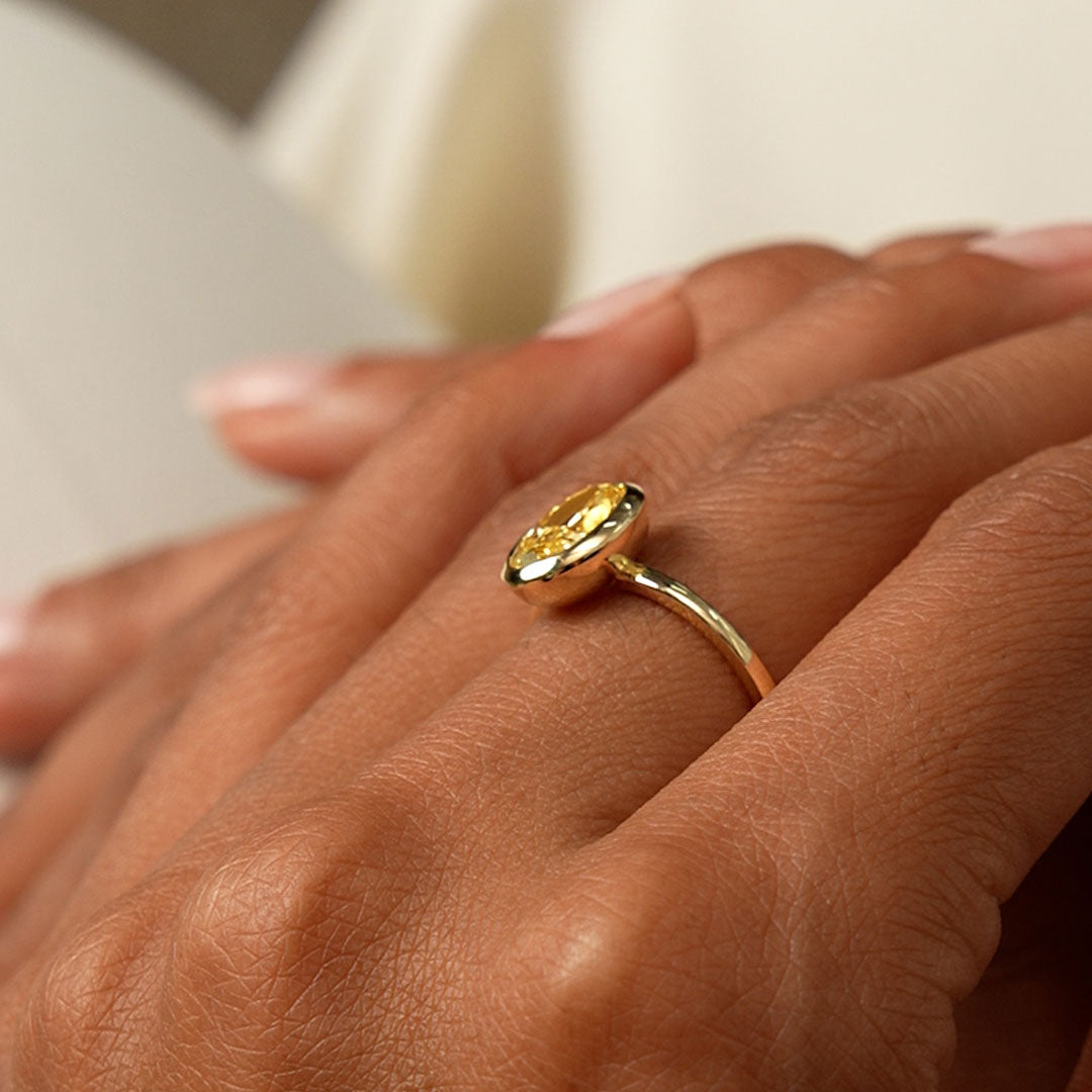 OBFJ0420 - 2.00 Ctw 14k Fancy Yellow Oval Lab Grown Diamond Engagement Ring - Marivine 6