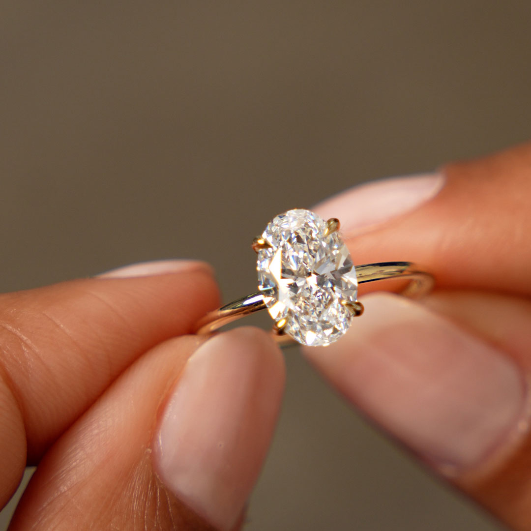 OBFJ0599 - 2 Ctw 14k Oval Lab Grown Diamond Engagement Ring with Hidden Halo – Maribel 3