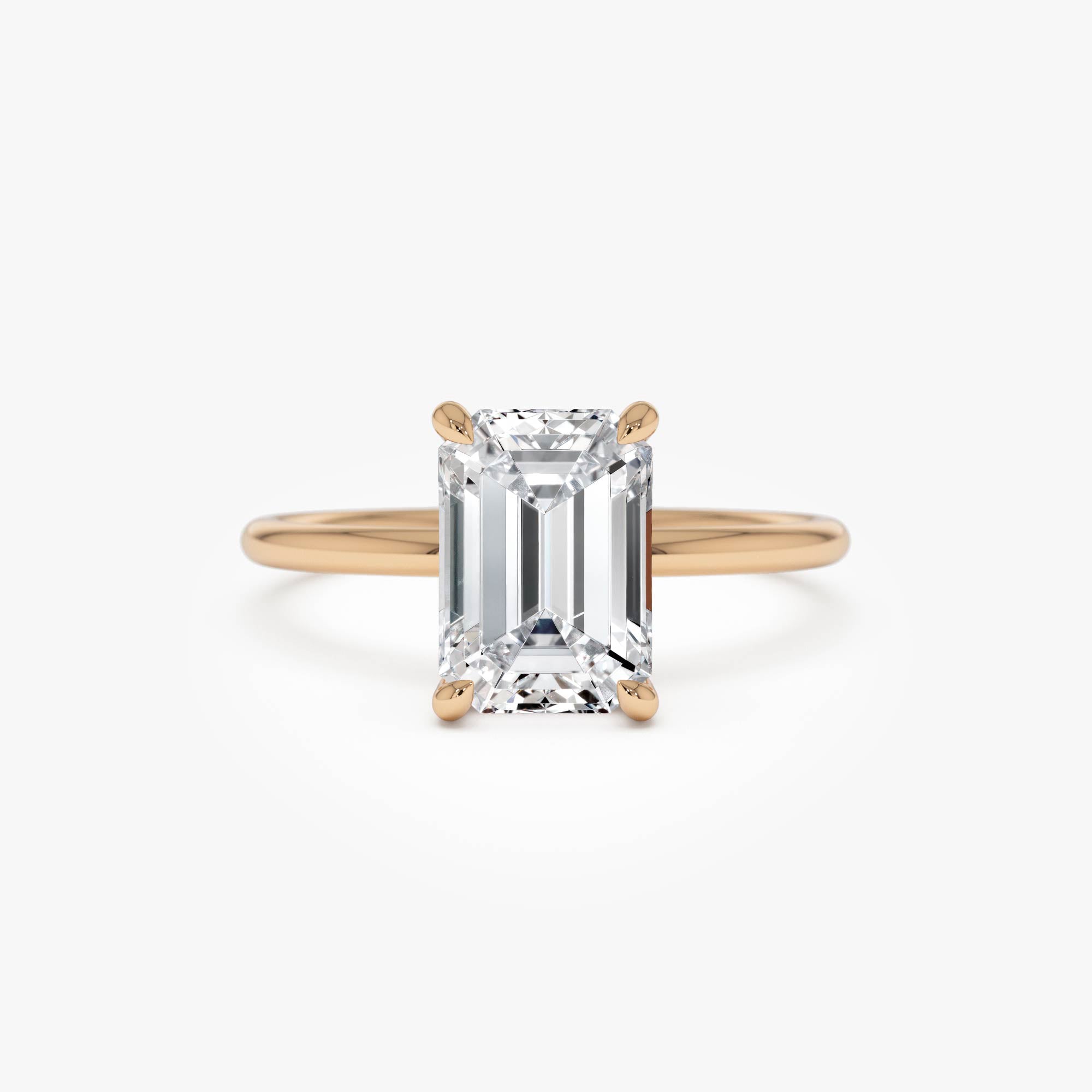 OBFJ0598 - 2.10 Ctw 14k Emerald Cut Lab Grown Diamond Hidden Halo Engagement Ring – Vivienne 6