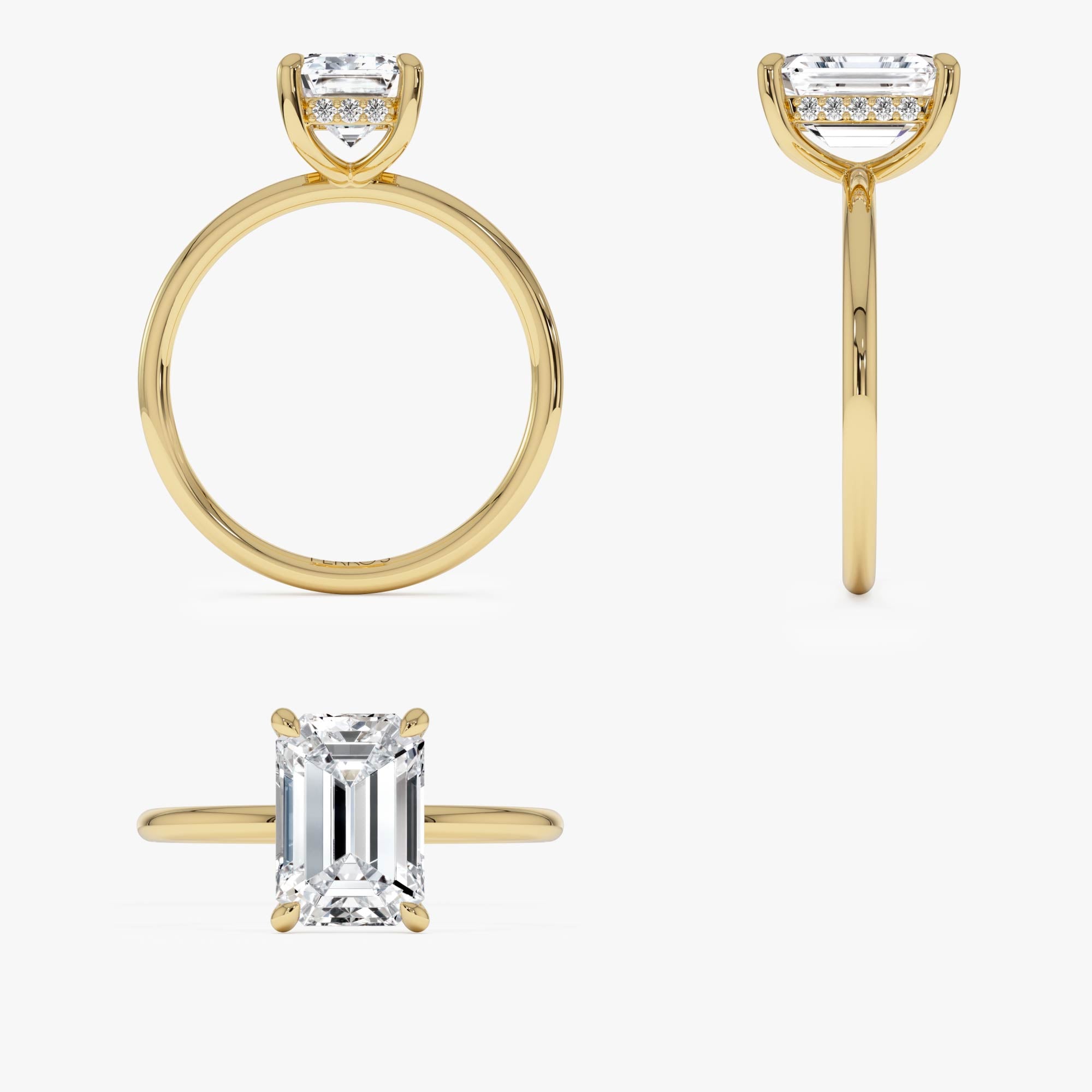 OBFJ0598 - 2.10 Ctw 14k Emerald Cut Lab Grown Diamond Hidden Halo Engagement Ring – Vivienne 9