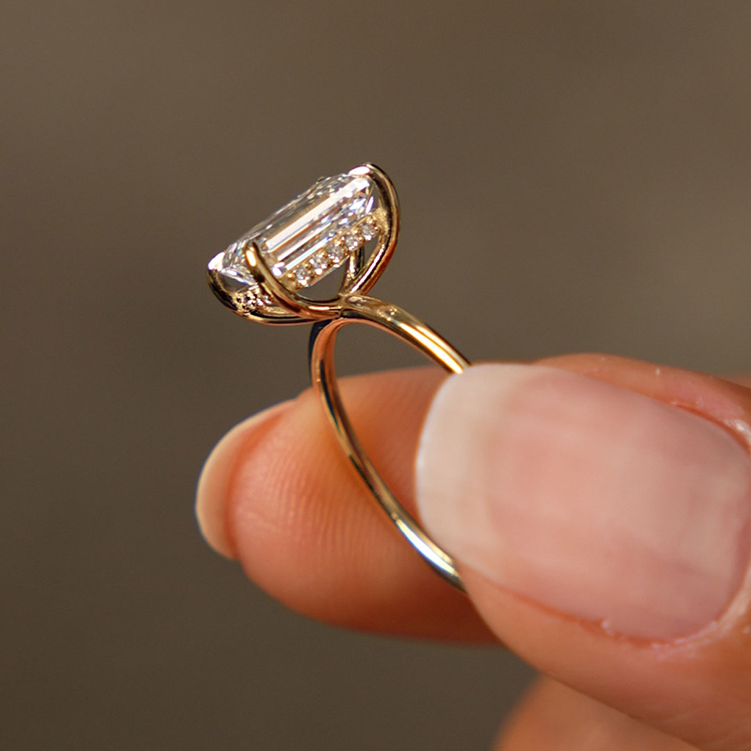OBFJ0597 - 1.50 Ctw 14k Radiant Cut Lab Grown Diamond Hidden Halo Engagement Ring – Aurora 5