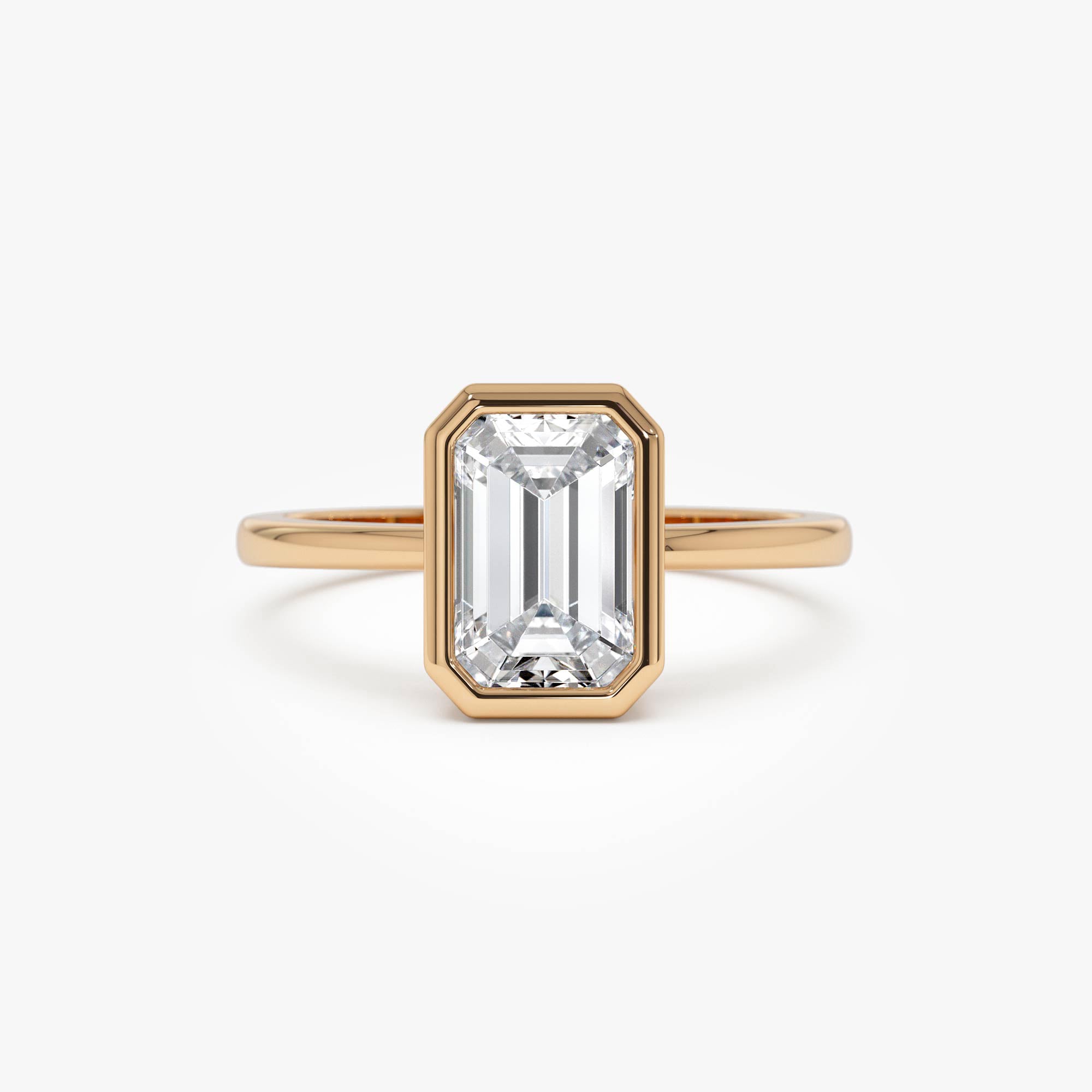 OBFJ0595 - 2.00 Ct 14k Emerald Cut Lab Grown Bezel Setting Diamond Engagement Ring – Naomi 7