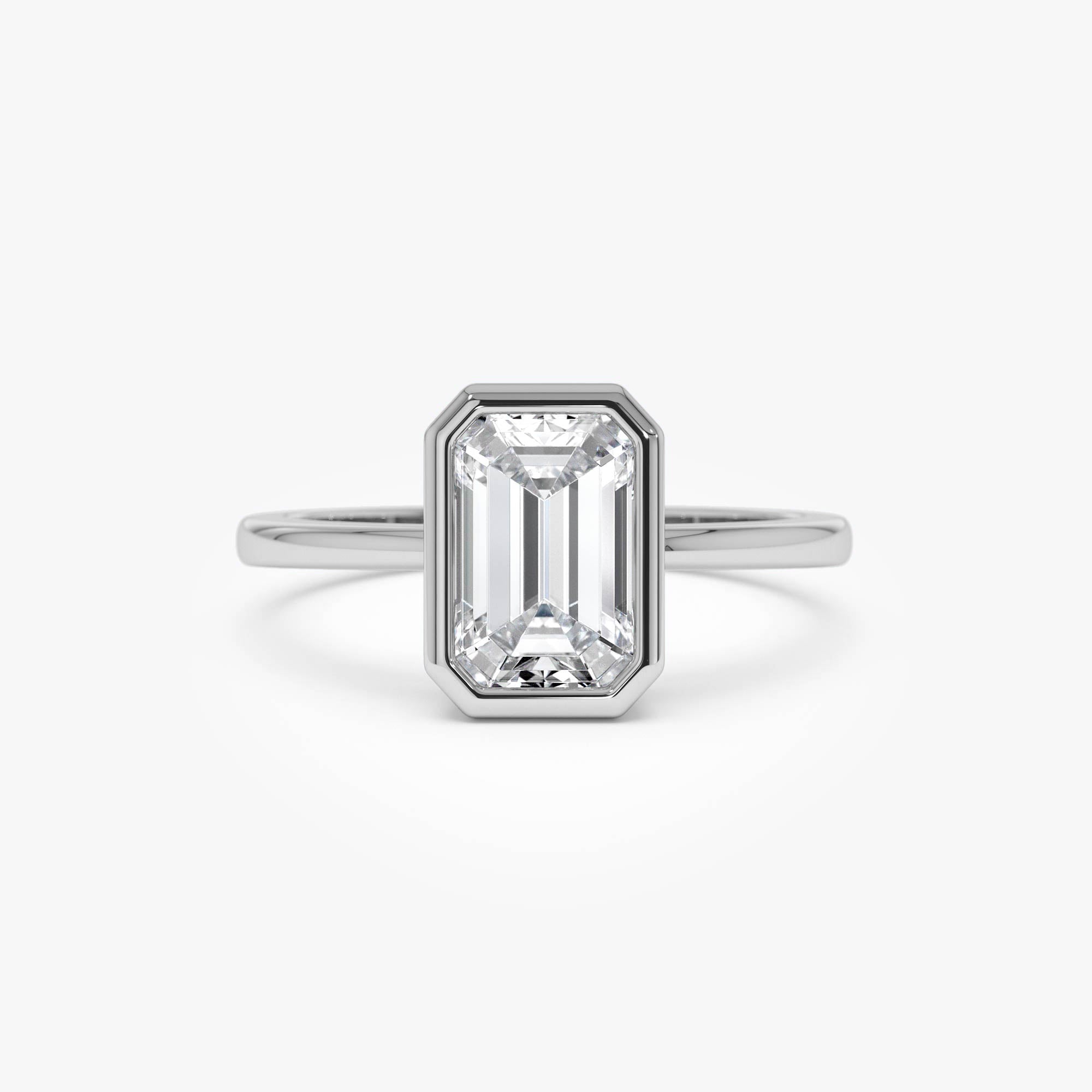 OBFJ0595 - 2.00 Ct 14k Emerald Cut Lab Grown Bezel Setting Diamond Engagement Ring – Naomi 8