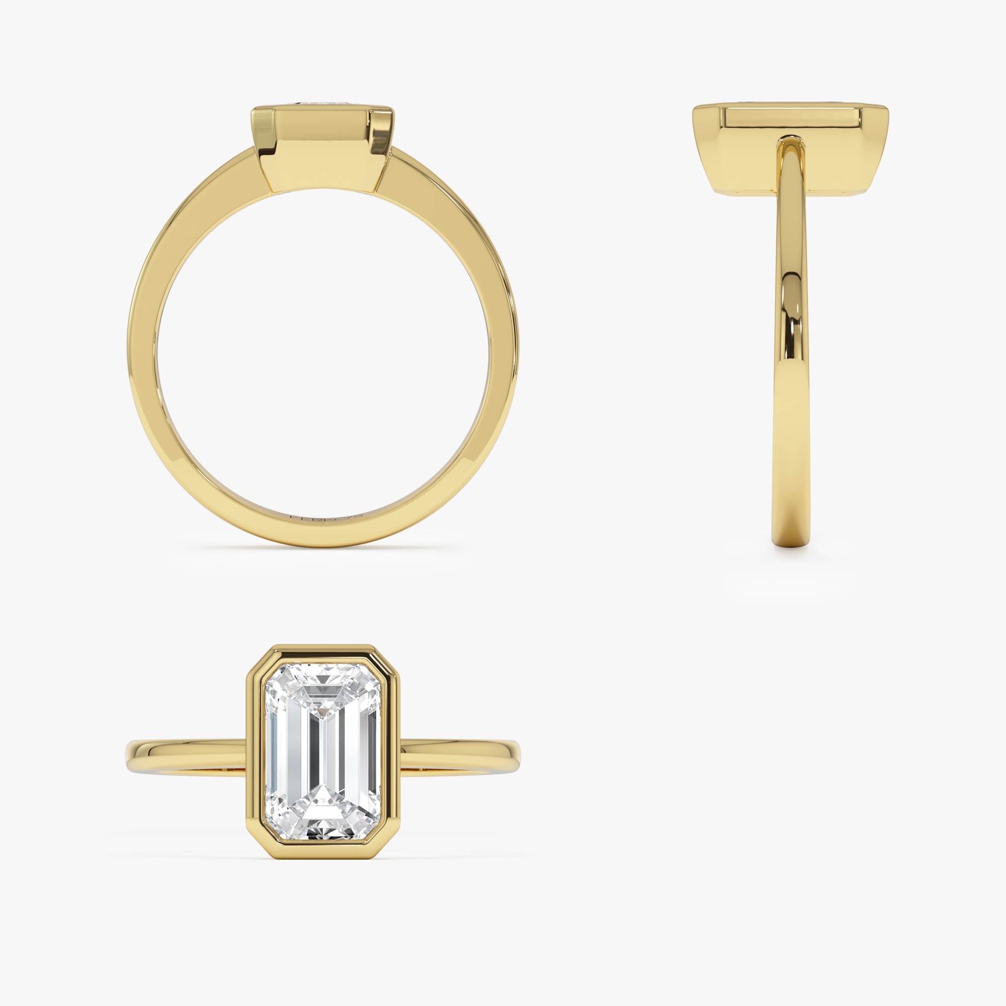 OBFJ0595 - 2.00 Ct 14k Emerald Cut Lab Grown Bezel Setting Diamond Engagement Ring – Naomi 10