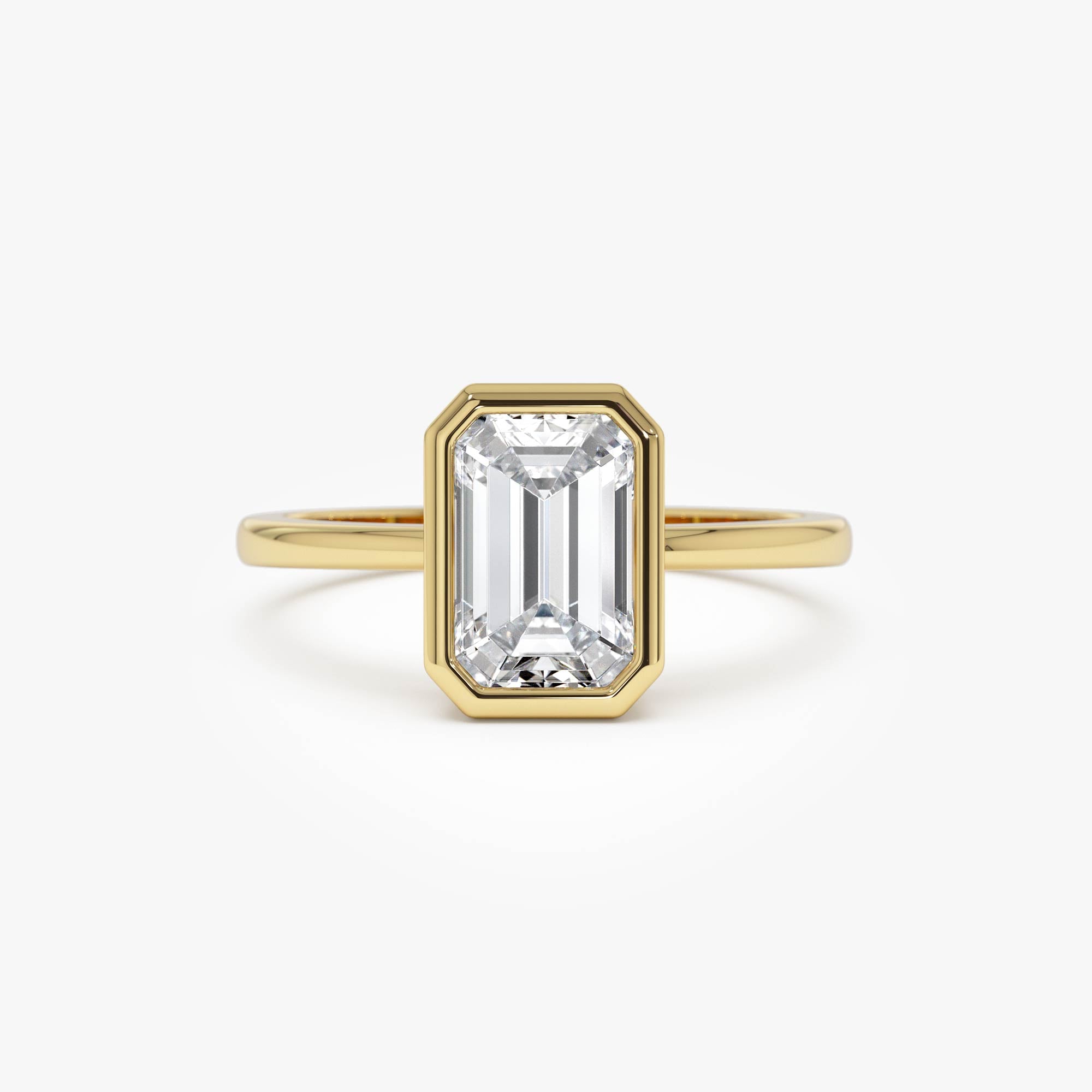 OBFJ0595 - 2.00 Ct 14k Emerald Cut Lab Grown Bezel Setting Diamond Engagement Ring – Naomi 1