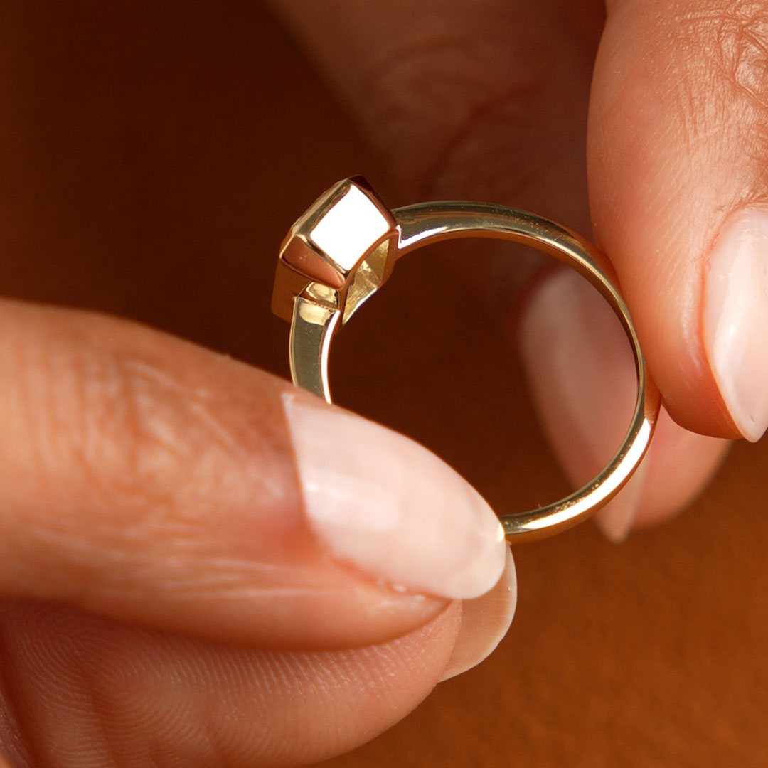 OBFJ0595 - 2.00 Ct 14k Emerald Cut Lab Grown Bezel Setting Diamond Engagement Ring – Naomi 5