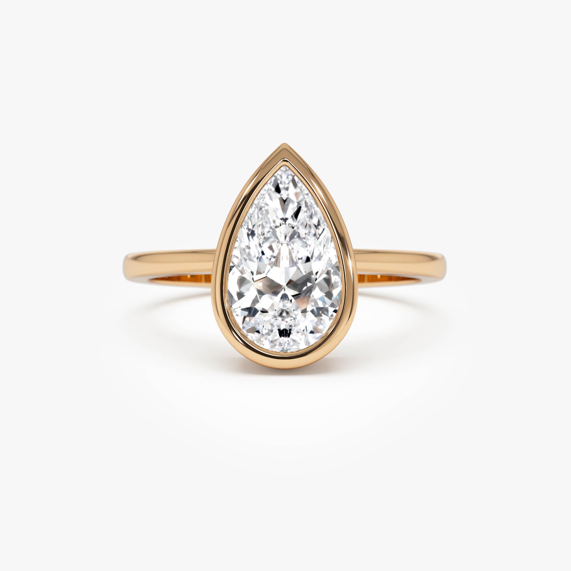 OBFJ0593 - 2.00 Ct Pear Shape Lab Grown Bezel Setting Diamond Engagement Ring - Marina 7