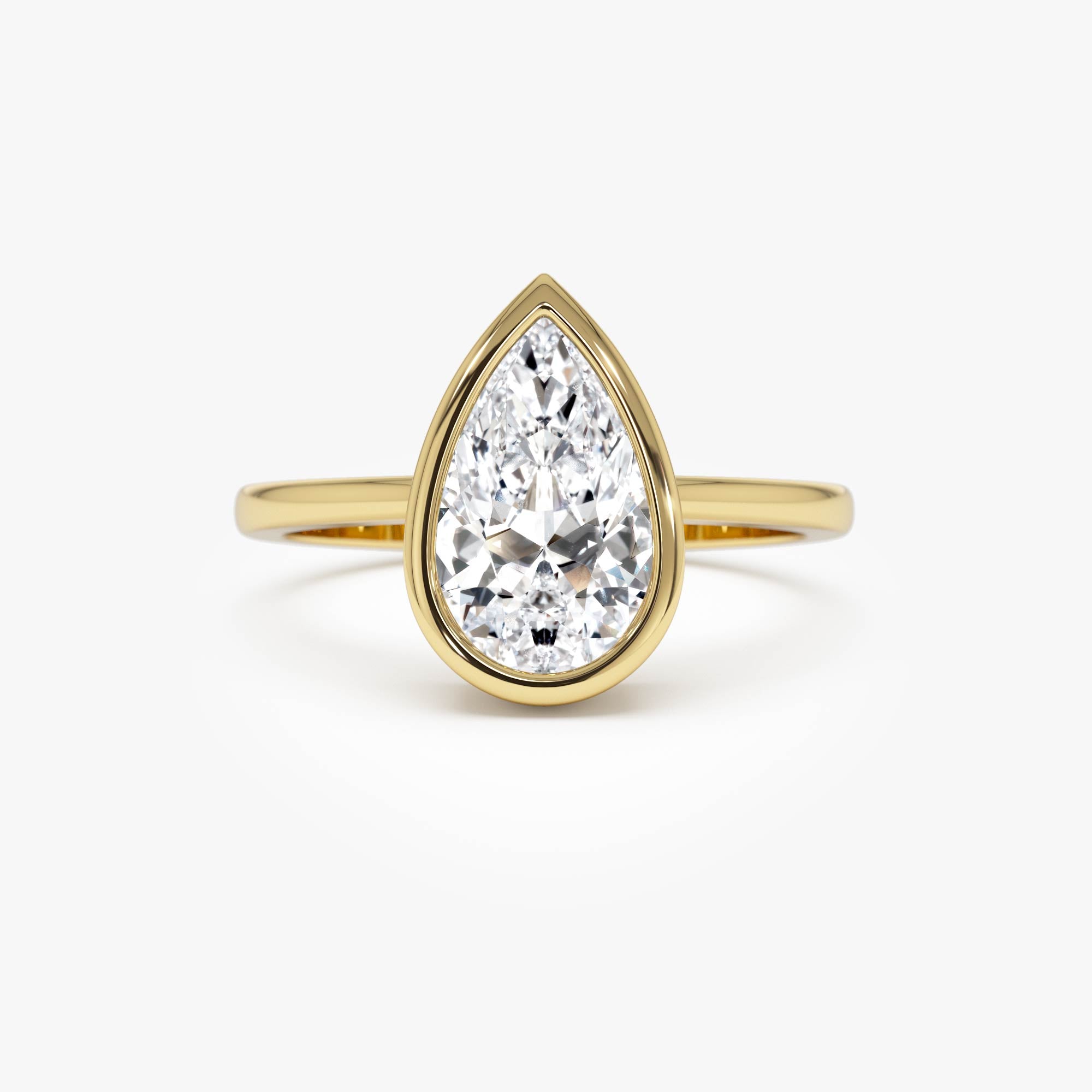 OBFJ0593 - 2.00 Ct Pear Shape Lab Grown Bezel Setting Diamond Engagement Ring - Marina 1