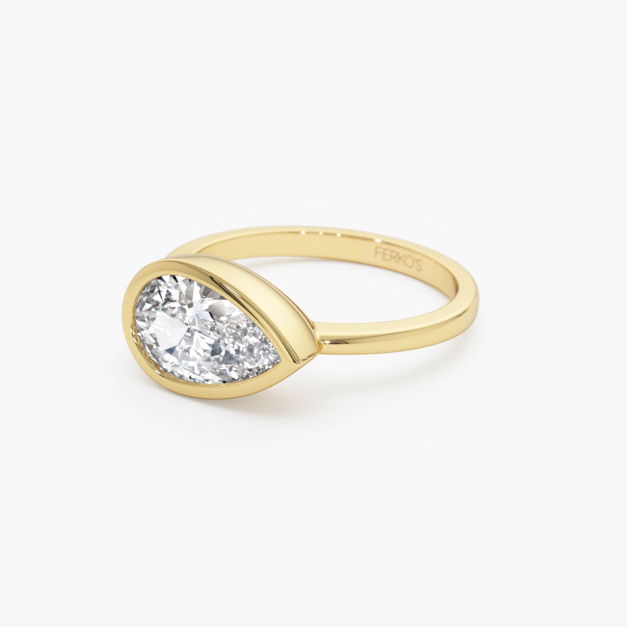 OBFJ0591 - 1.50 Ctw East West Pear Shaped Lab Grown Bezel Setting Modern Engagement Ring, Mirabel 9