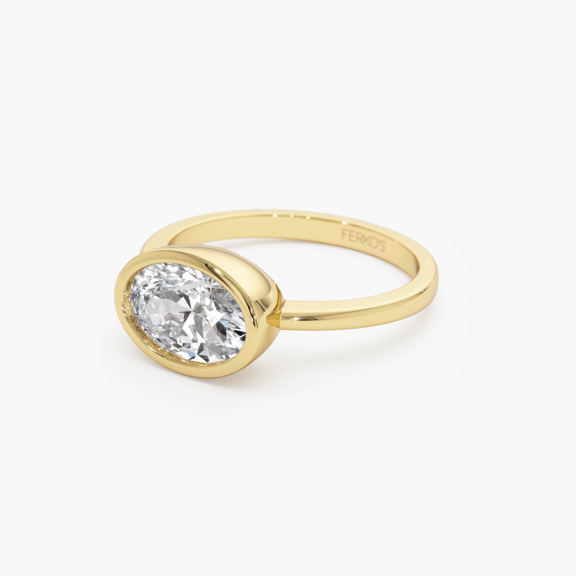 OBFJ0590 - 1.50 Ctw East West Oval Shaped Lab Grown Bezel Setting Modern Engagement Ring, Lenora 8