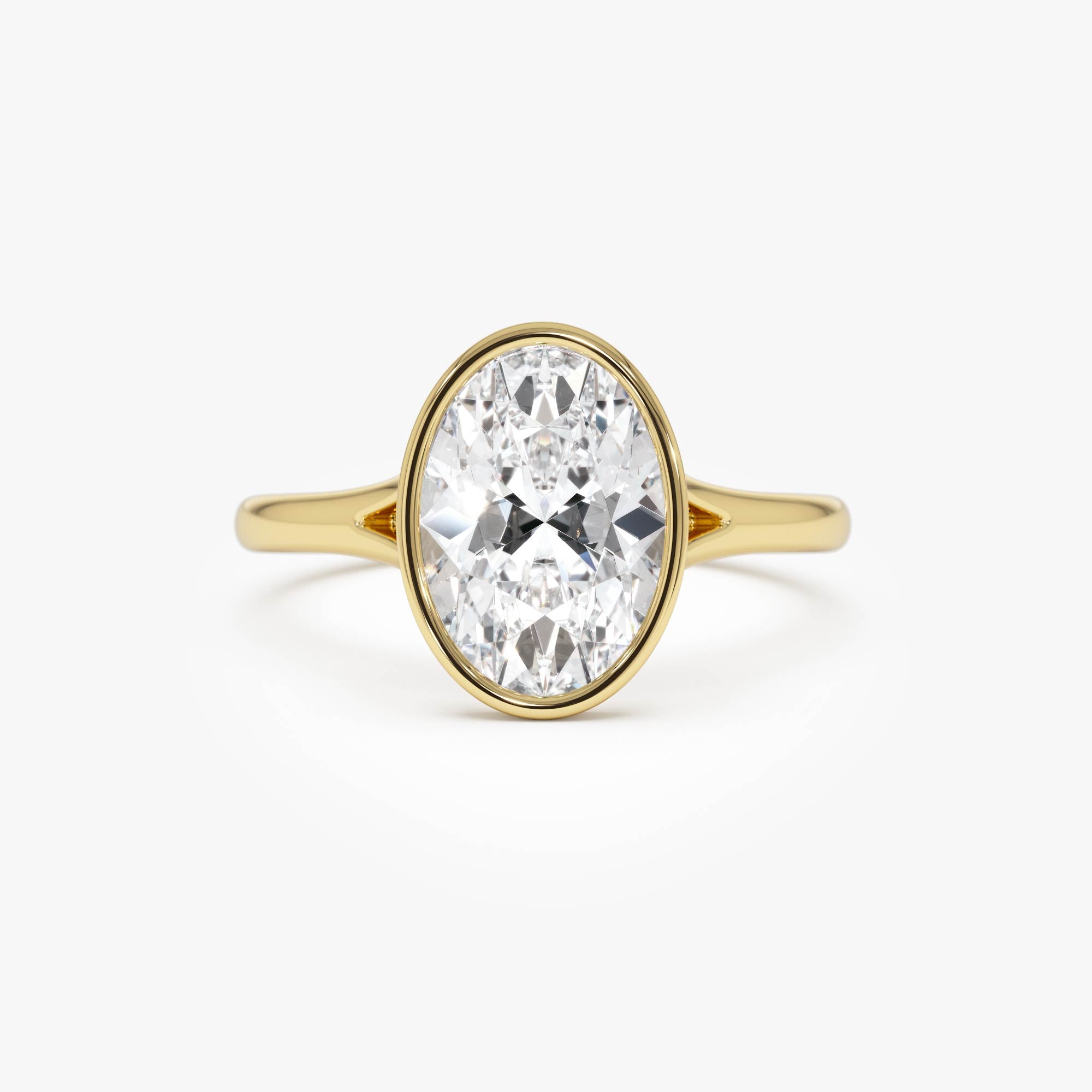 OBFJ0589 - 2.00 ctw 14k Oval Shaped Minimalist Bezel Setting Lab Grown Diamond Engagement Ring – Marcella 1