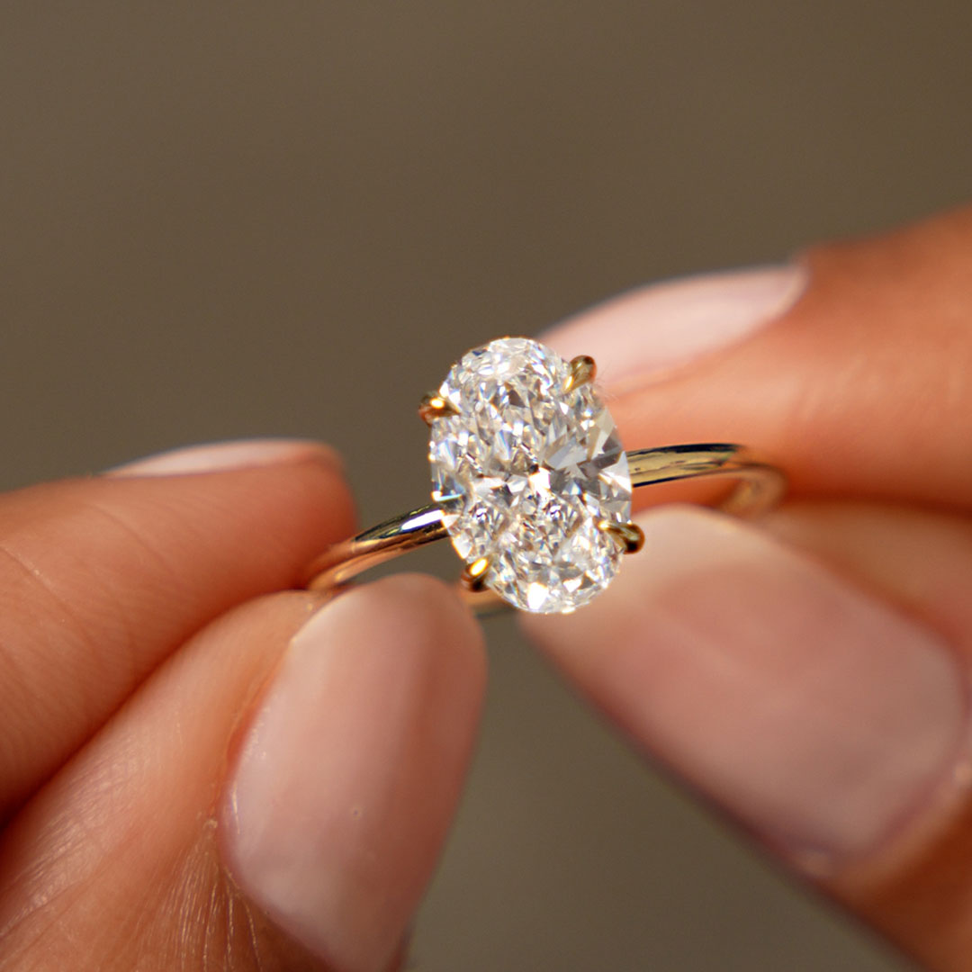 OBFJ0587 - 2.00 Ctw 14k Oval Shaped Prong Setting Lab Grown Diamond Engagement Ring – Odessa 7