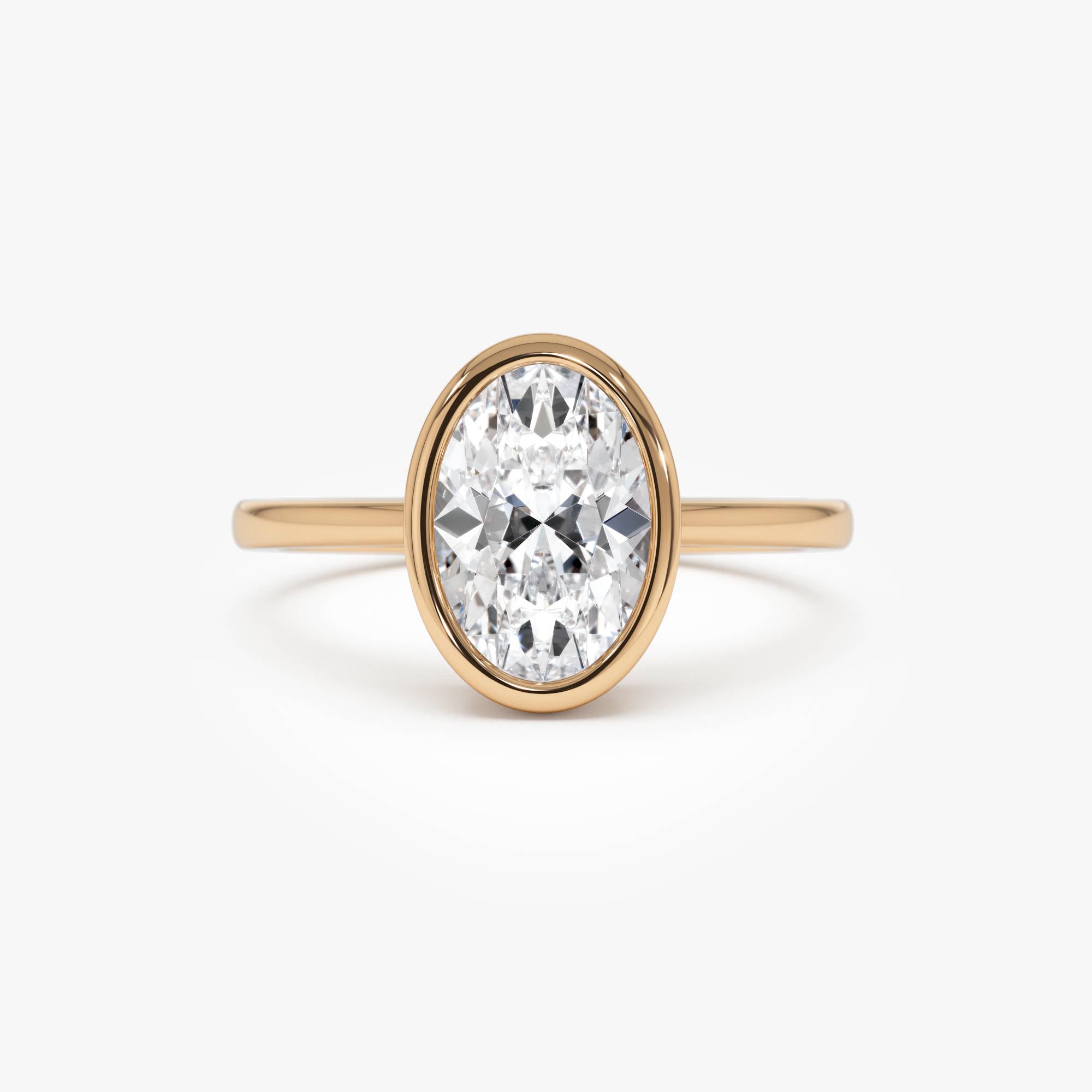 OBFJ0584 - 1.50 Ctw 14k Oval Shaped Bezel Setting Lab Grown Diamond Engagement Ring – Celina 7