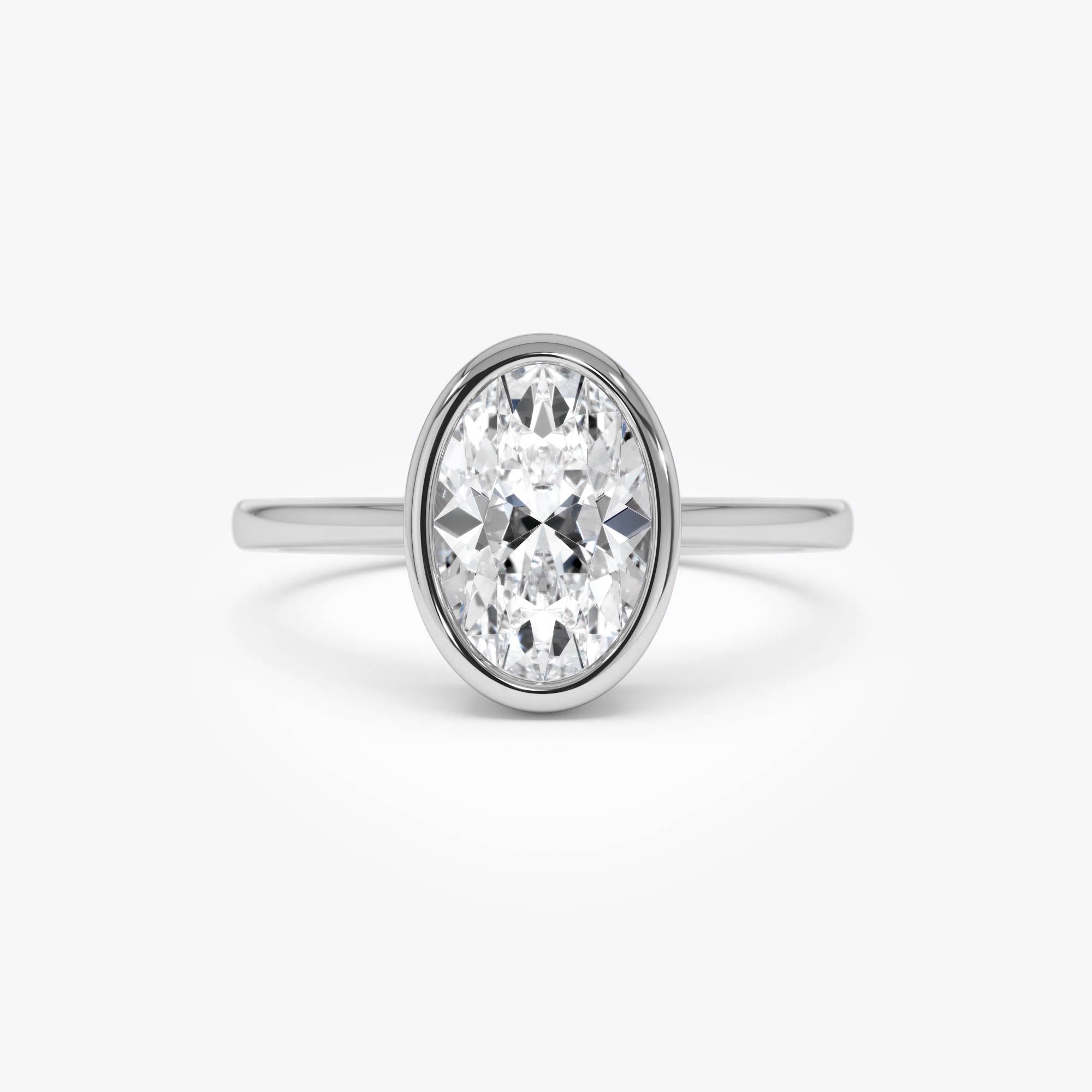 OBFJ0584 - 1.50 Ctw 14k Oval Shaped Bezel Setting Lab Grown Diamond Engagement Ring – Celina 8