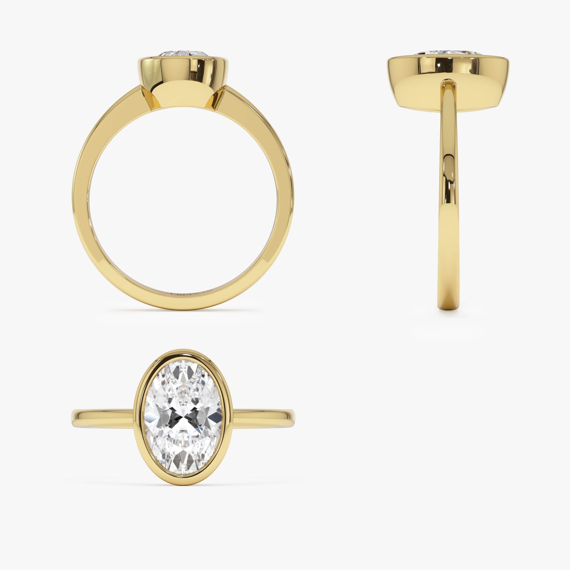 OBFJ0584 - 1.50 Ctw 14k Oval Shaped Bezel Setting Lab Grown Diamond Engagement Ring – Celina 10