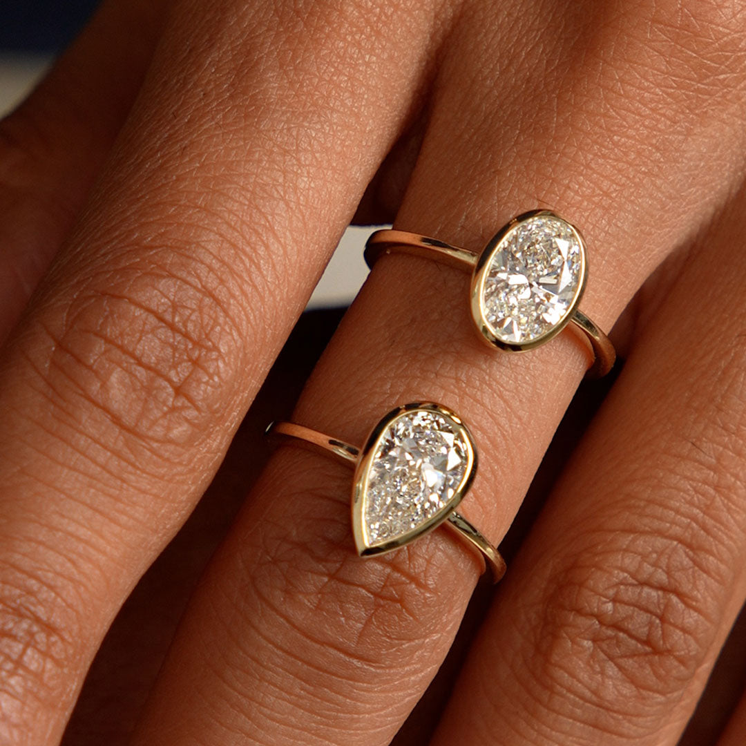 OBFJ0584 - 1.50 Ctw 14k Oval Shaped Bezel Setting Lab Grown Diamond Engagement Ring – Celina 3