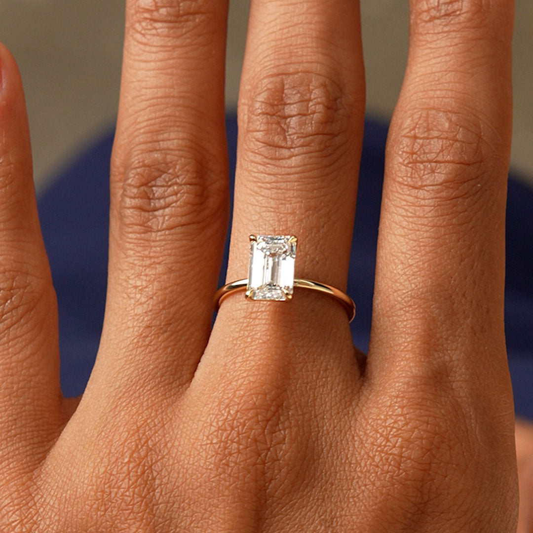 OBFJ0583 - 2.00 Ctw 14k Emerald Cut Prong  Setting Lab Grown Diamond Engagement Ring  – Marcelline 4
