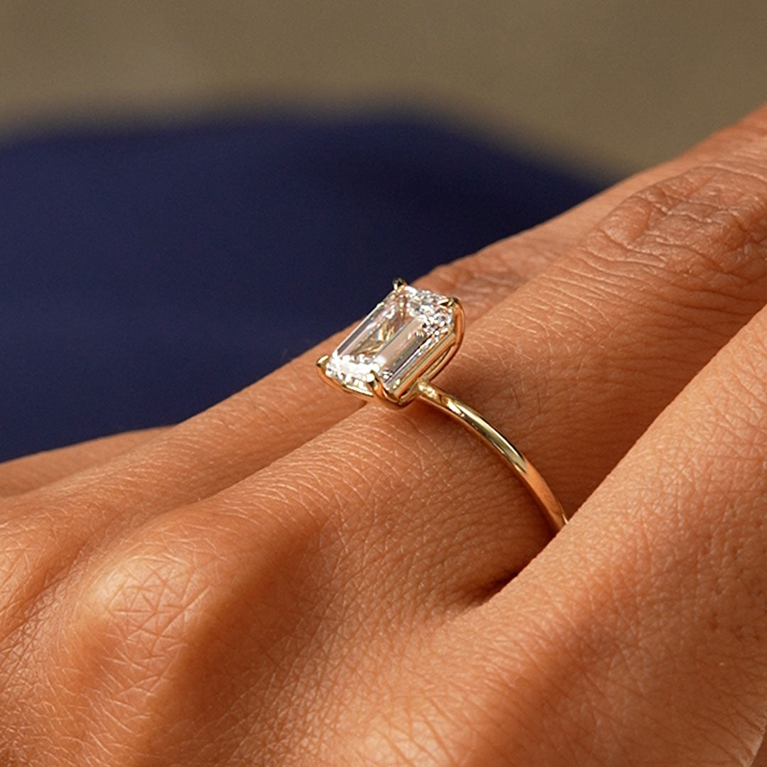 OBFJ0583 - 2.00 Ctw 14k Emerald Cut Prong  Setting Lab Grown Diamond Engagement Ring  – Marcelline 3