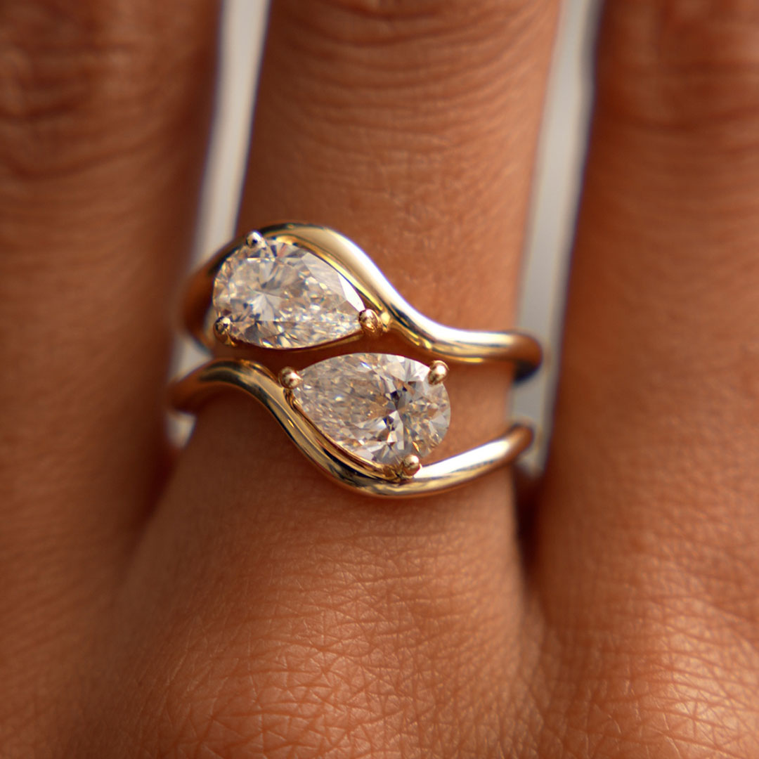 OBFJ0403 - 2.00 Ctw 14k Pear Shaped Lab Grown Diamond Stacked Rings - Chloe 4