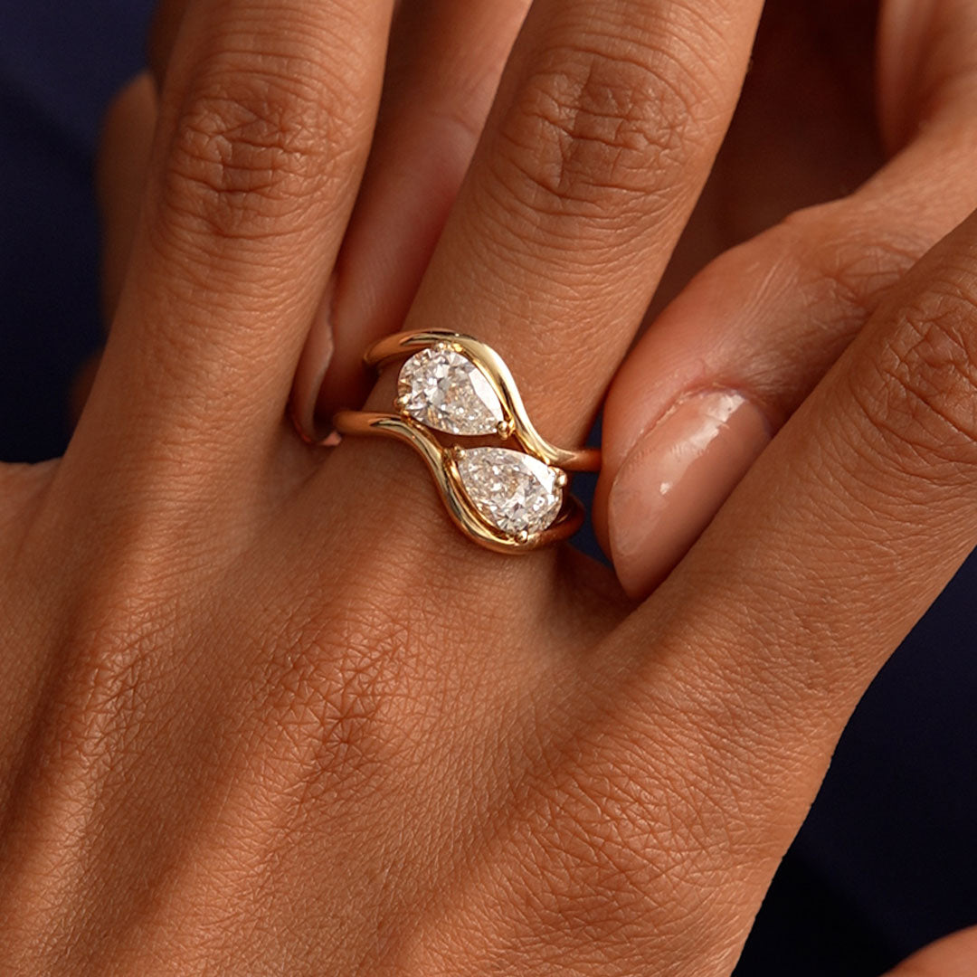 OBFJ0402 - 1ct Pear Shaped Lab Grown Contemporary Diamond Engagement Ring - Kleio 3