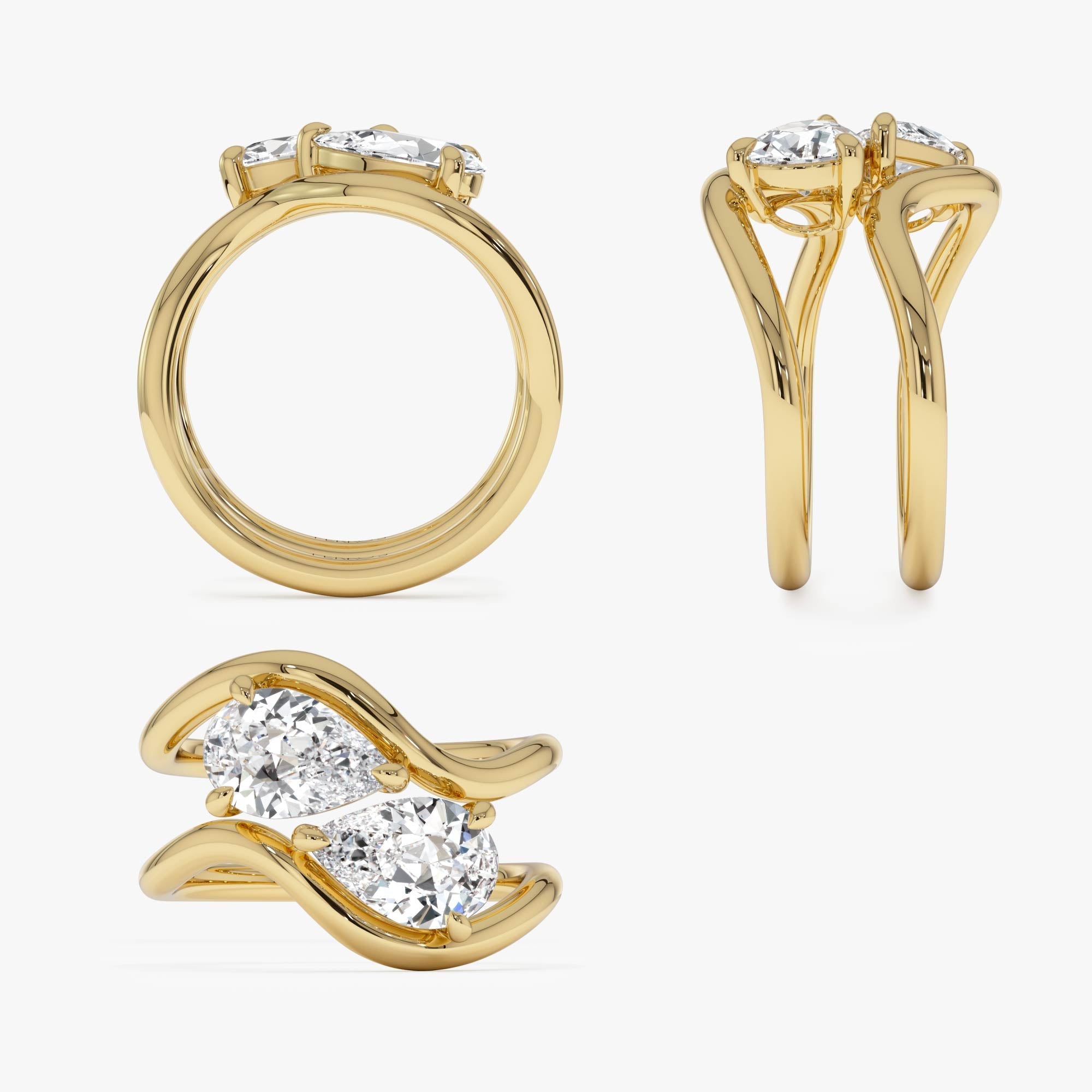 OBFJ0403 - 2.00 Ctw 14k Pear Shaped Lab Grown Diamond Stacked Rings - Chloe 9