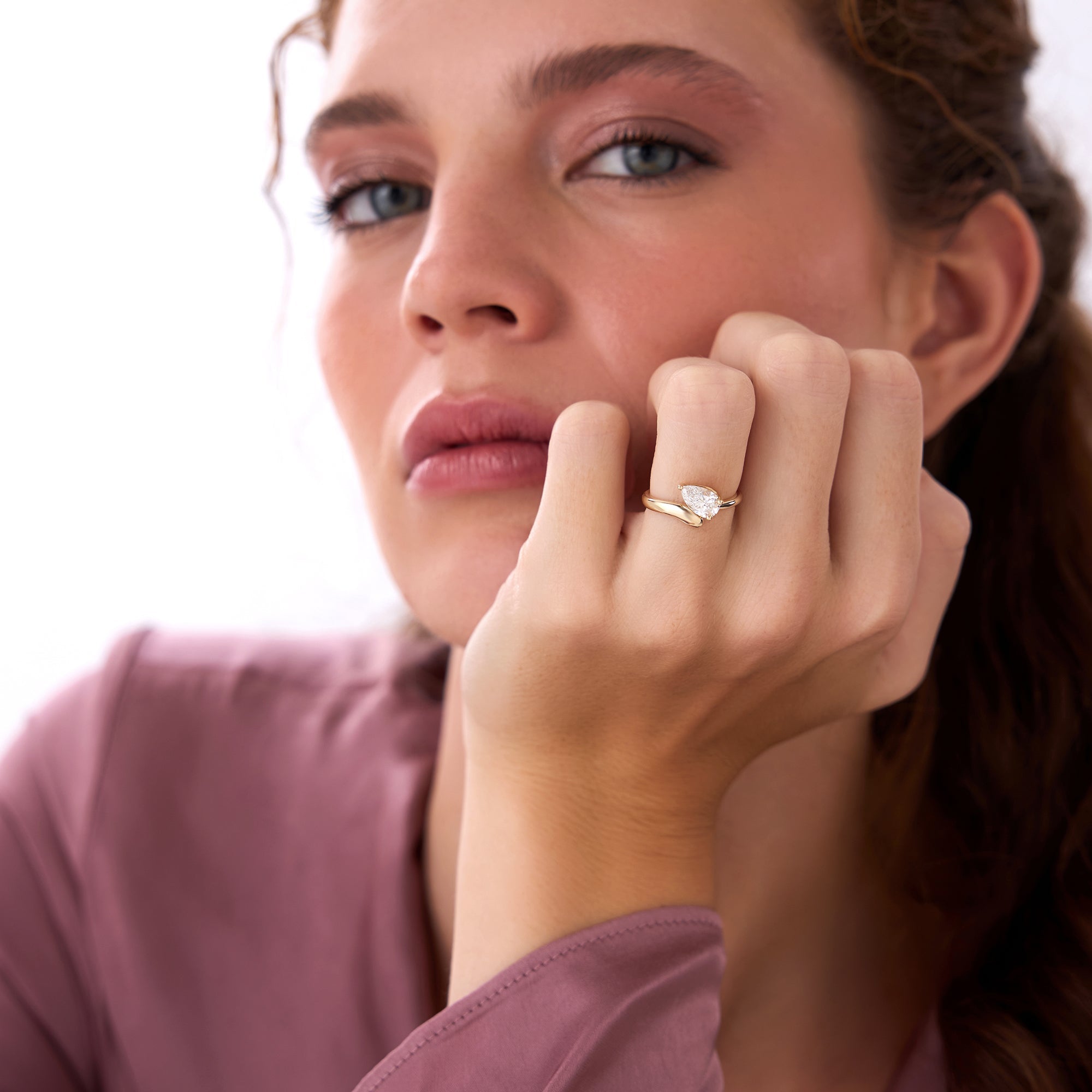 OBFJ0549 - 1.00 Ctw 14k Pear Shaped Lab Grown Diamond Ring with Contemporary Twist Band - Elsa 4