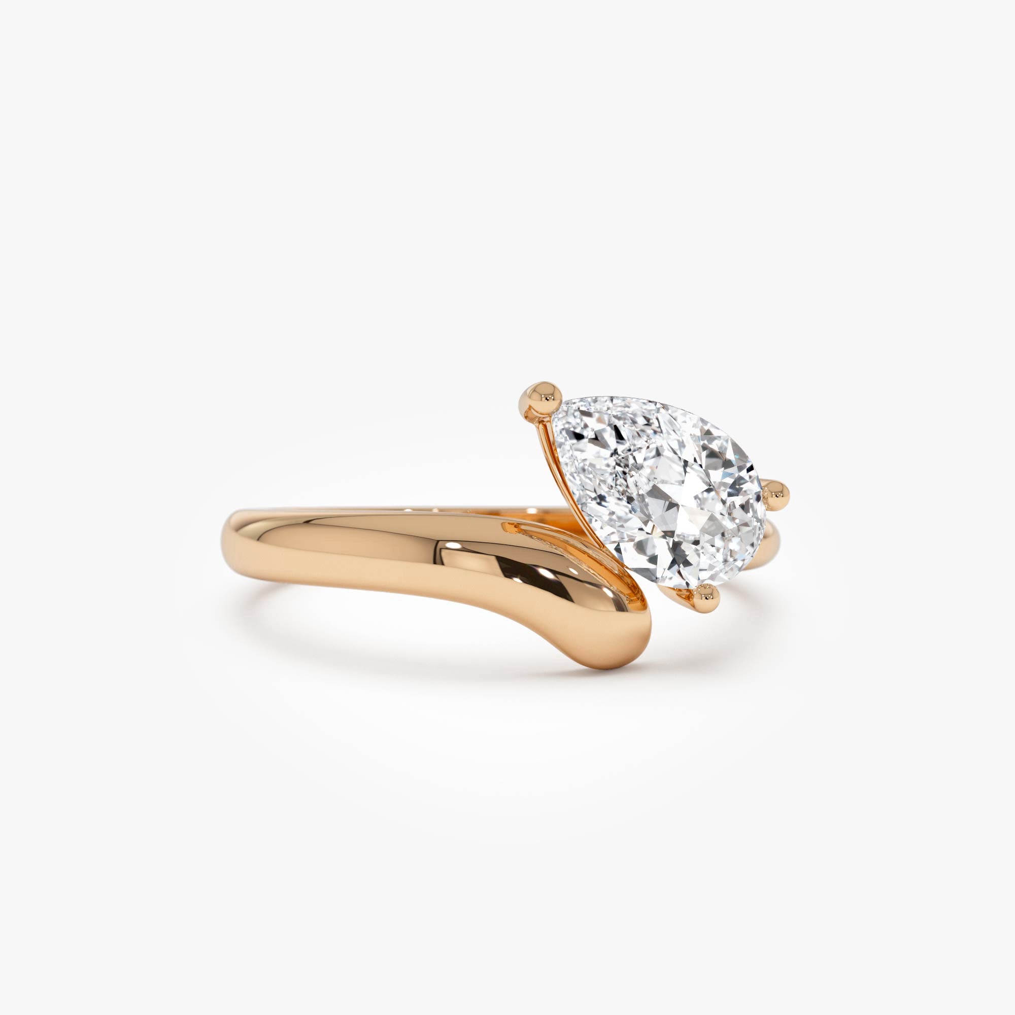OBFJ0549 - 1.00 Ctw 14k Pear Shaped Lab Grown Diamond Ring with Contemporary Twist Band - Elsa 5