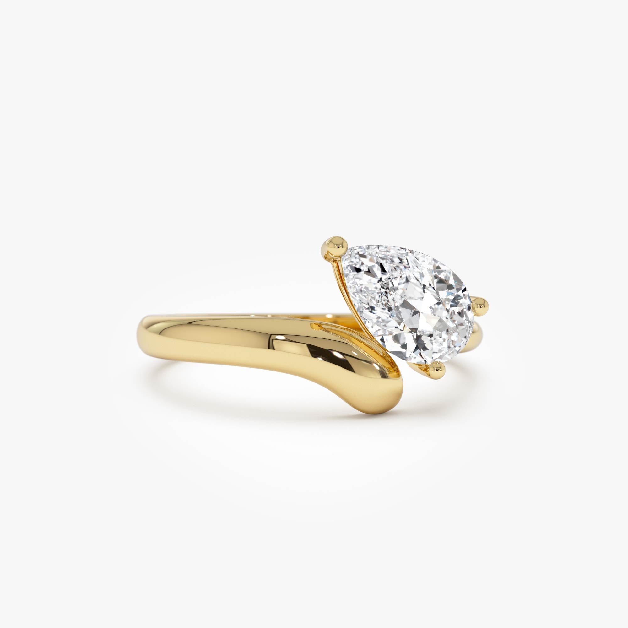 OBFJ0549 - 1.00 Ctw 14k Pear Shaped Lab Grown Diamond Ring with Contemporary Twist Band - Elsa 1