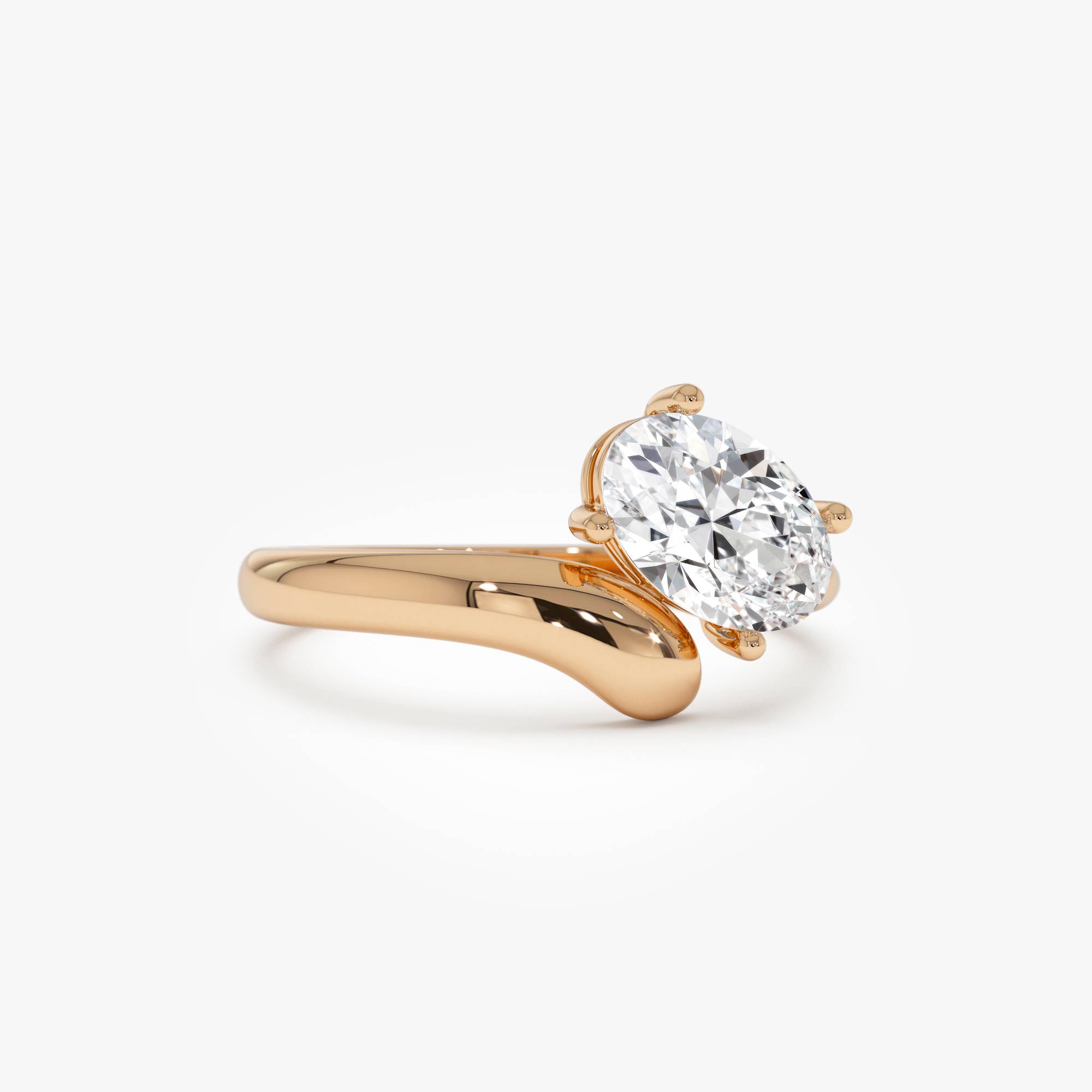 OBFJ0551 - 1.00 Ctw 14k Oval Shaped Lab Grown Diamond Ring with Contemporary Twist Band - Gilda 5