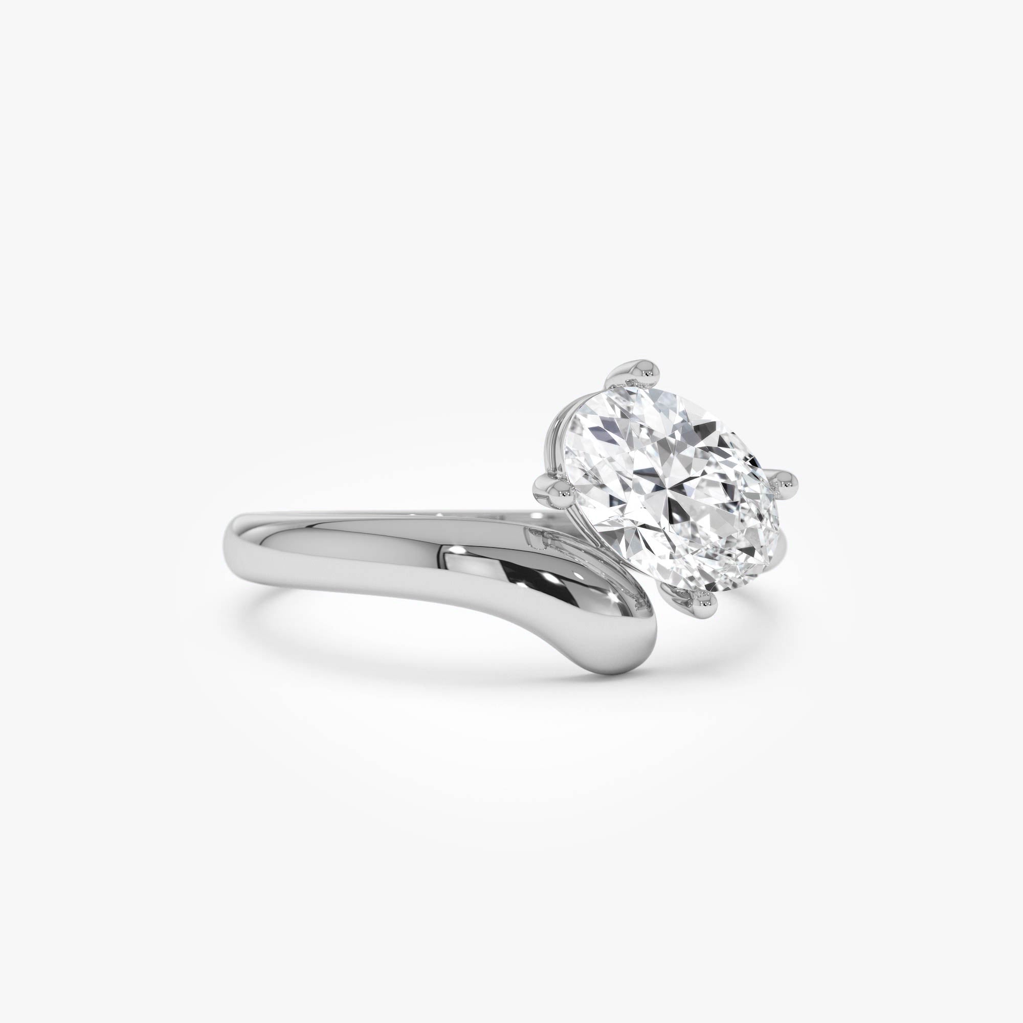 OBFJ0551 - 1.00 Ctw 14k Oval Shaped Lab Grown Diamond Ring with Contemporary Twist Band - Gilda 6