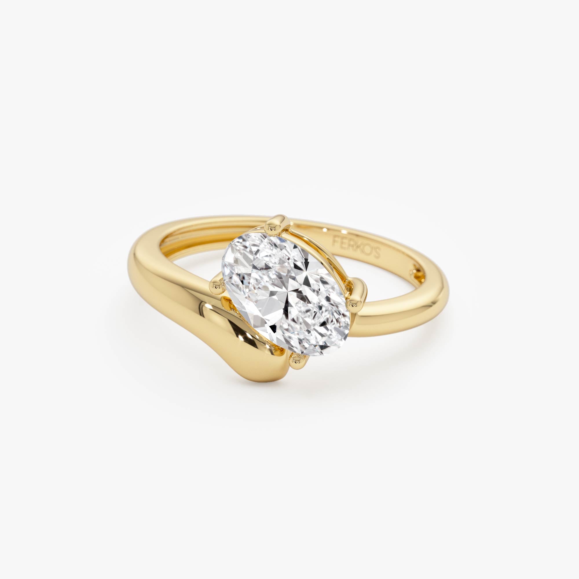 OBFJ0551 - 1.00 Ctw 14k Oval Shaped Lab Grown Diamond Ring with Contemporary Twist Band - Gilda 7