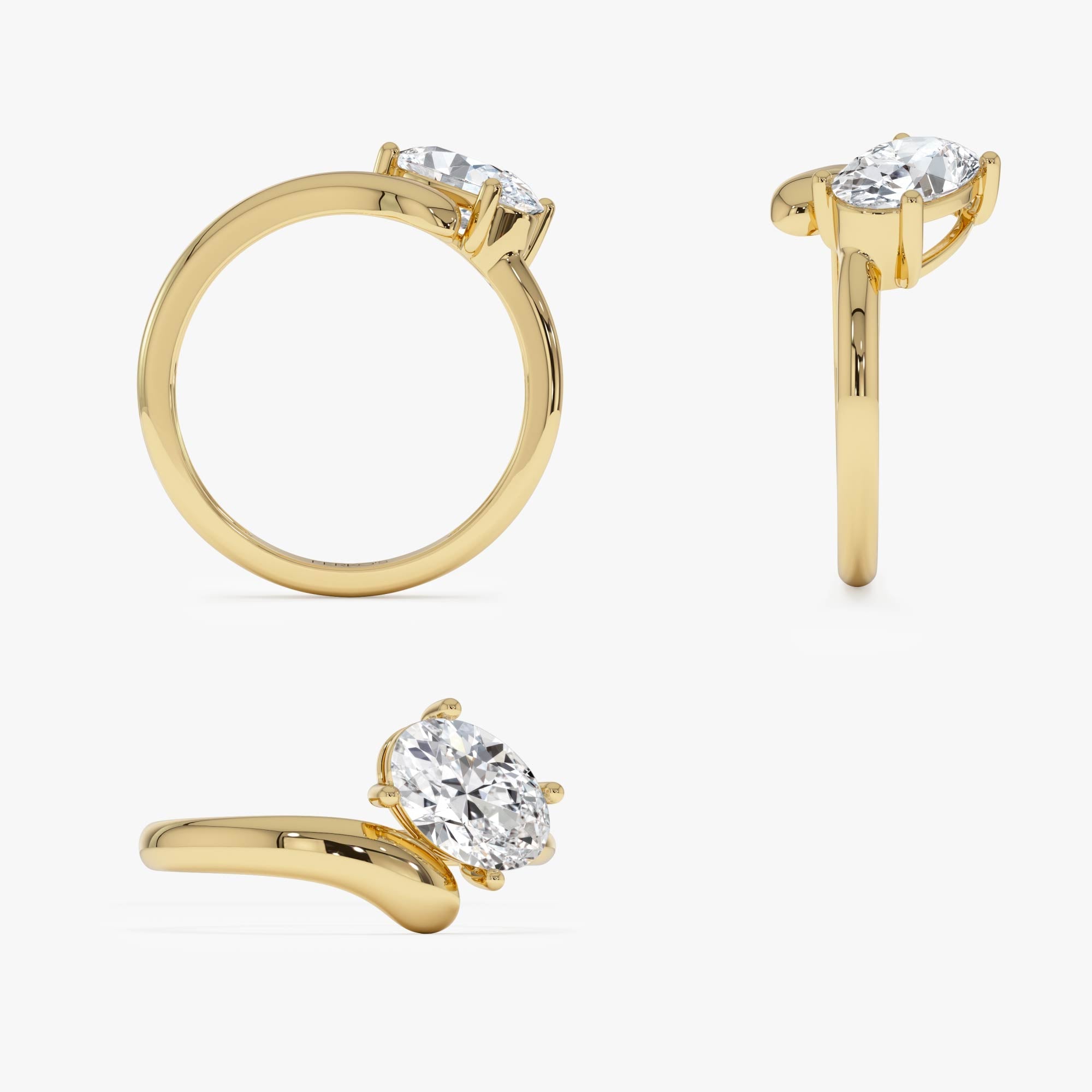 OBFJ0014 - 1.00 Ctw Oval Shaped Lab Grown Diamond Ring with Contemporary Twist Band - Gilda - 14K Gold 6