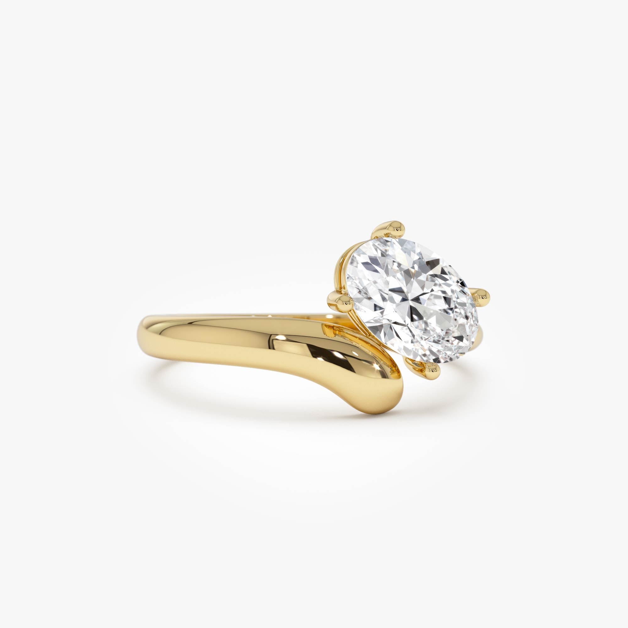 OBFJ0014 - 1.00 Ctw Oval Shaped Lab Grown Diamond Ring with Contemporary Twist Band - Gilda - 14K Gold 1