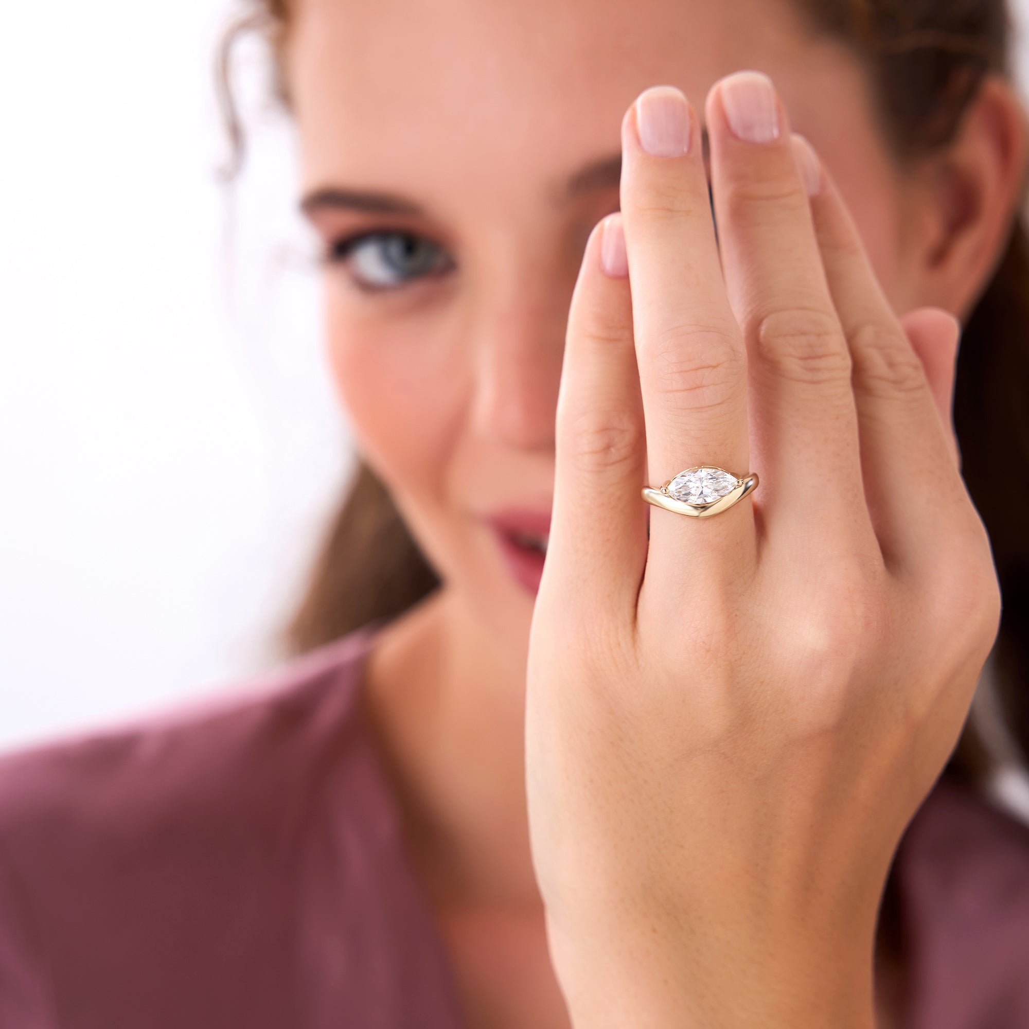 OBFJ0547 - 1.50 Ctw 14k Marquise Shaped Contemporary Design Lab Grown Diamond Ring - Noemi 2