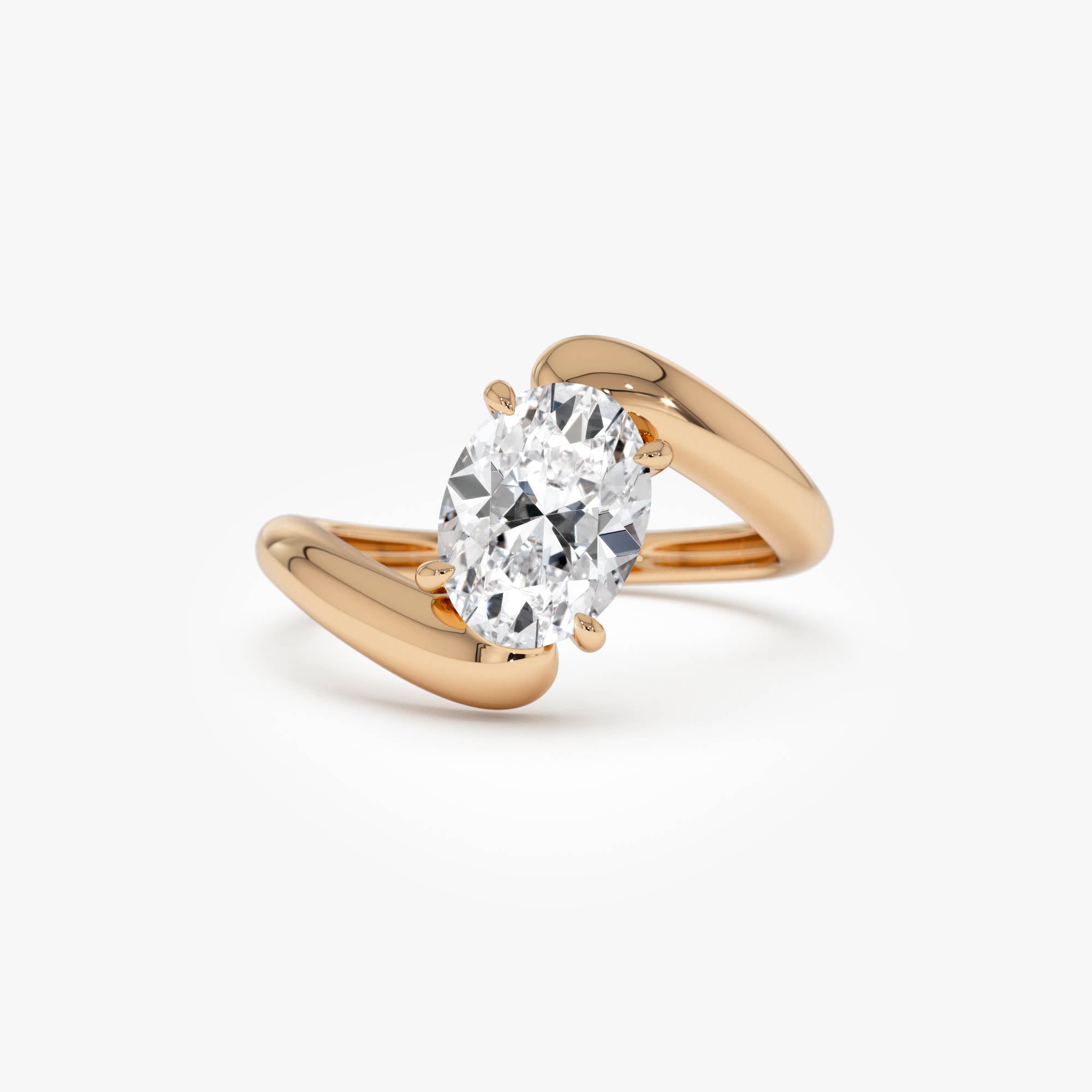 OBFJ0554 - 1.50 Ctw 14k Lab Grown Oval Shaped Diamond Bypass Ring - Flavia 7