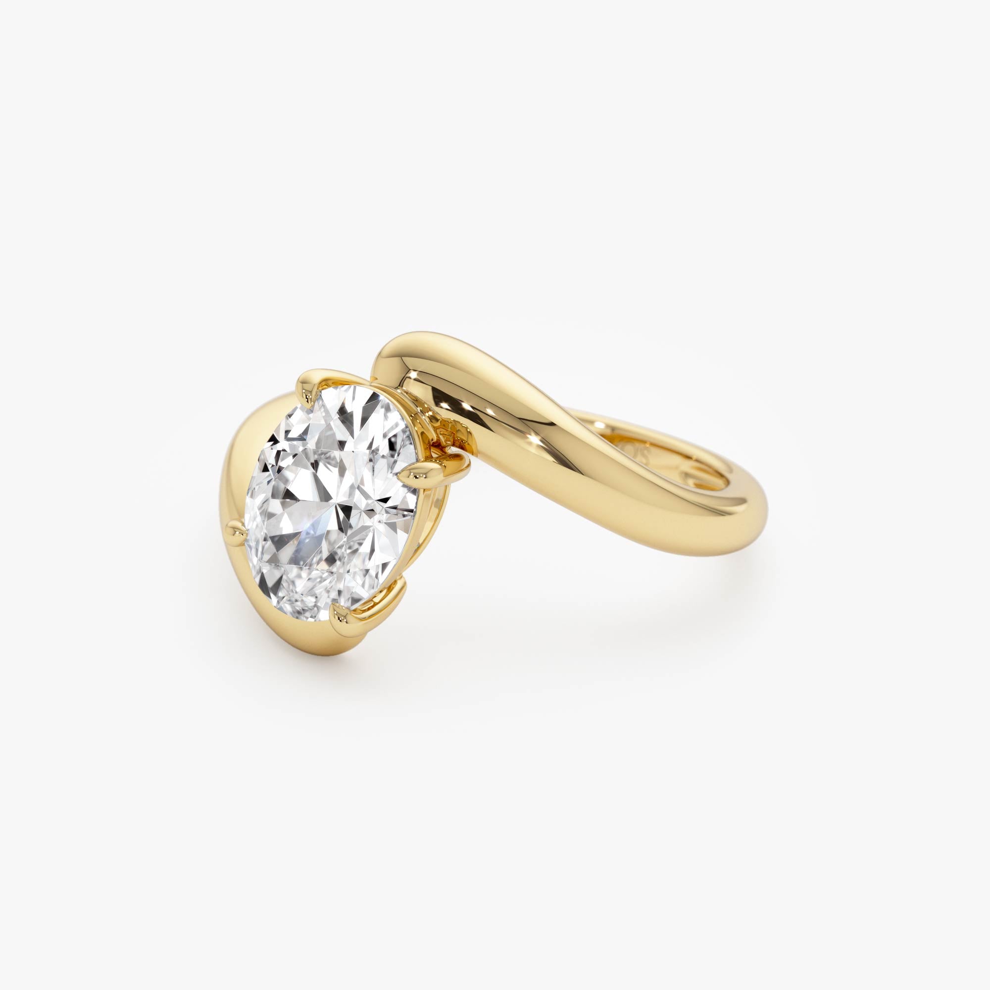 OBFJ0019 - 1.50 Ctw Lab Grown Oval Shaped Diamond Bypass Ring - Flavia - 14K Gold 9
