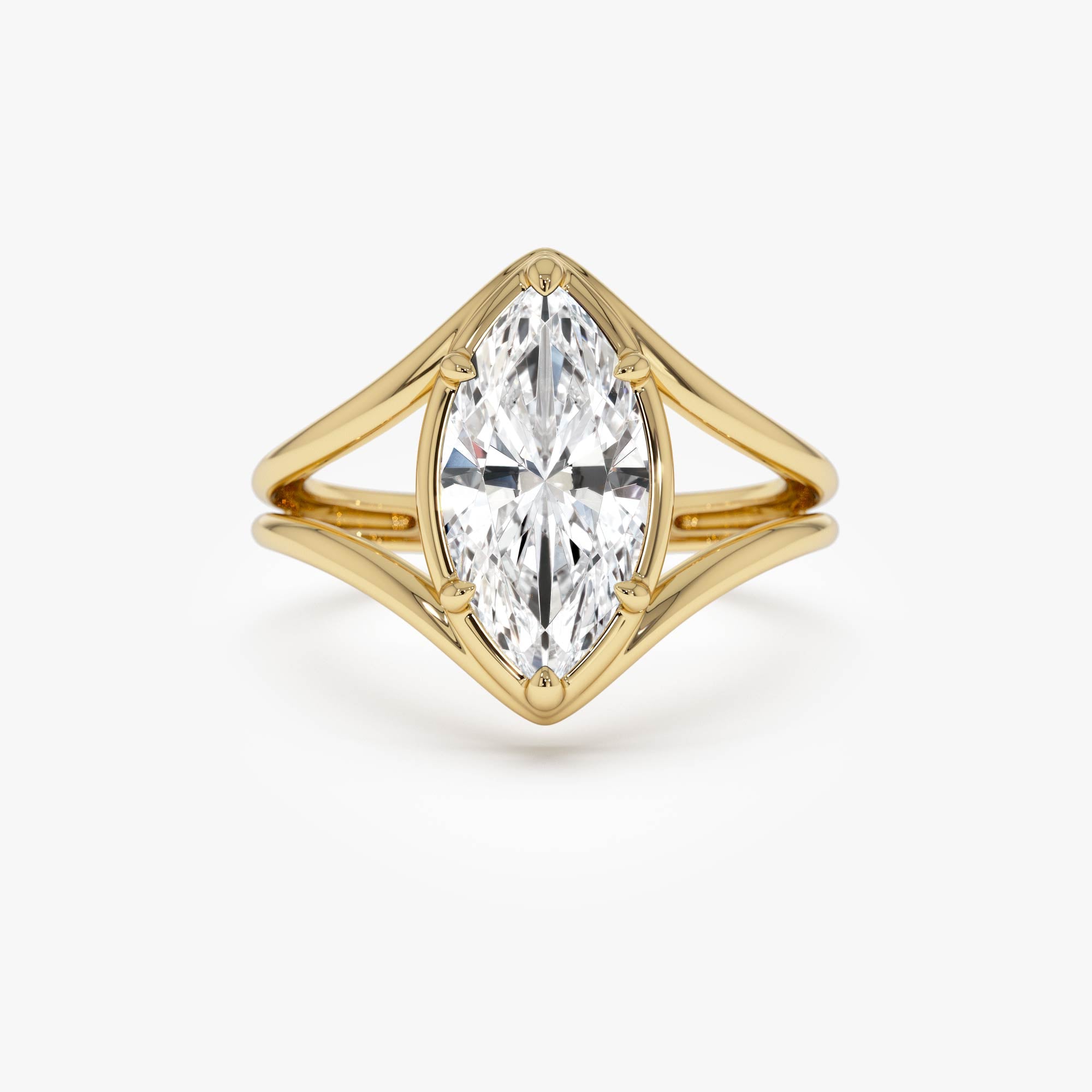 OBFJ0013 - 2.00 Ctw 14k Marquise Shaped Lab Grown Diamond Split Shank Engagement Ring - Carla - 14K Gold 1