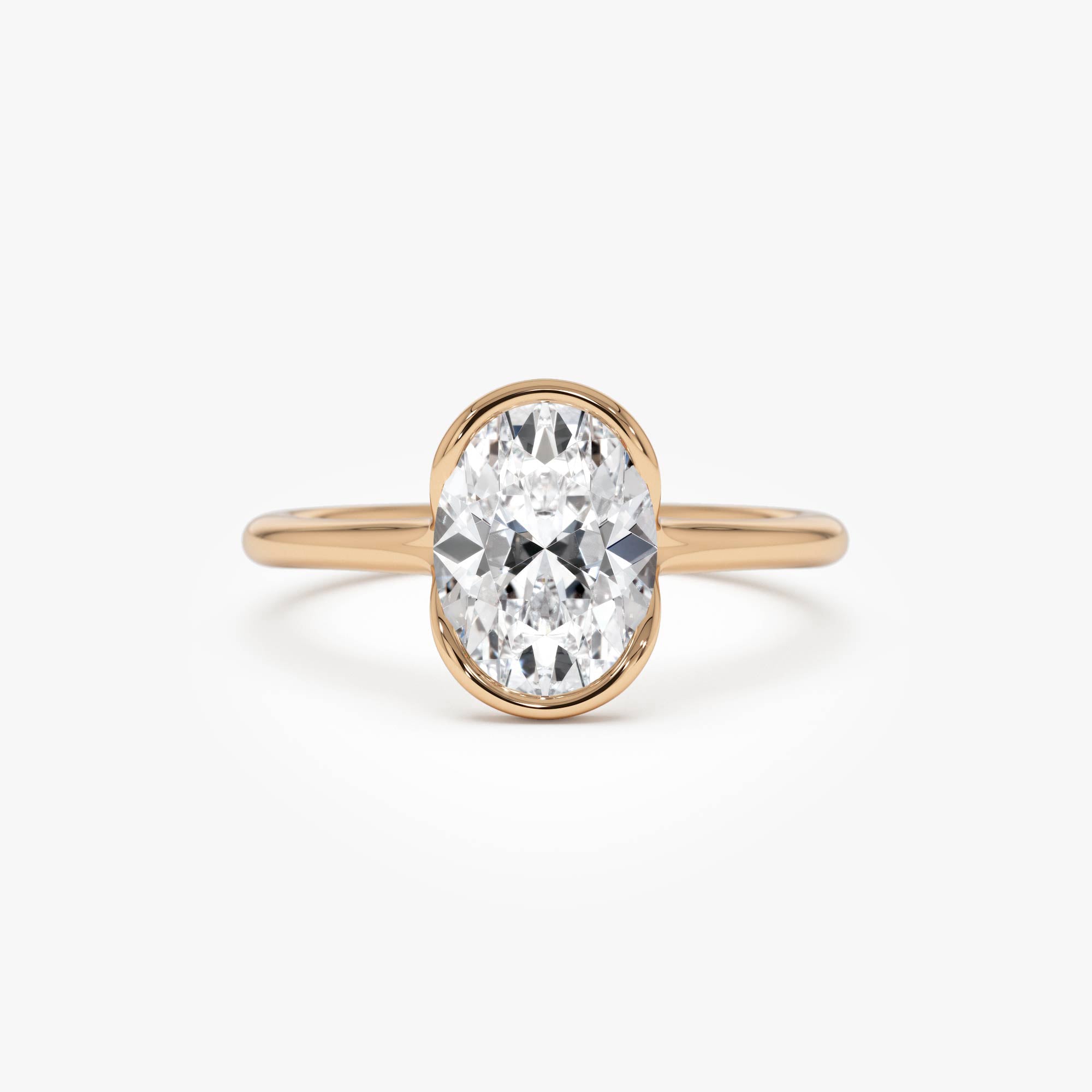 OBFJ0550 - 1.5 Ctw 14k Oval Shaped Lab Grown Diamond Half Bezel Engagement Ring - Rita 6