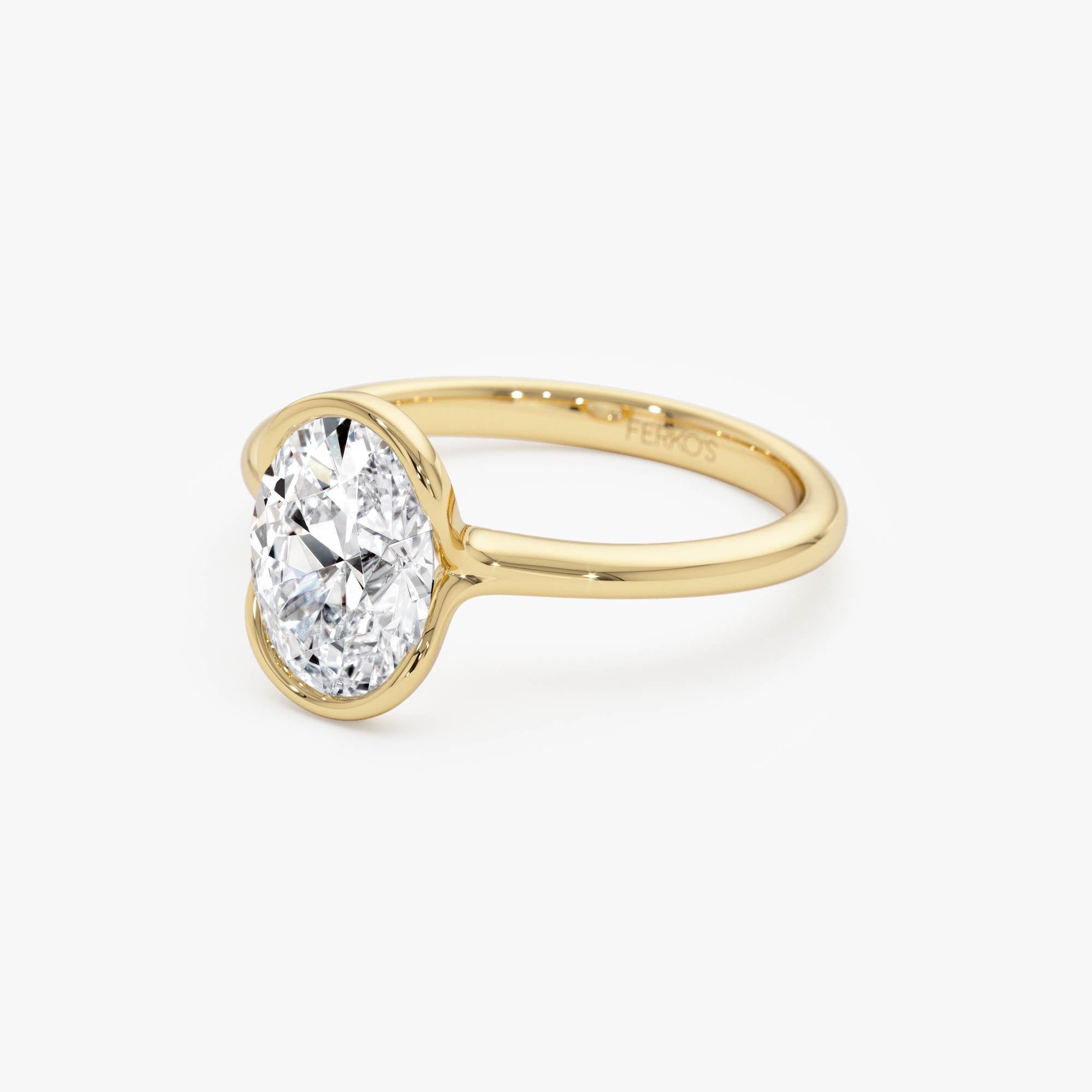OBFJ0012 - 1.5 Ctw 14k Oval Shaped Lab Grown Diamond Half Bezel Engagement Ring - Rita - 14K Gold 6