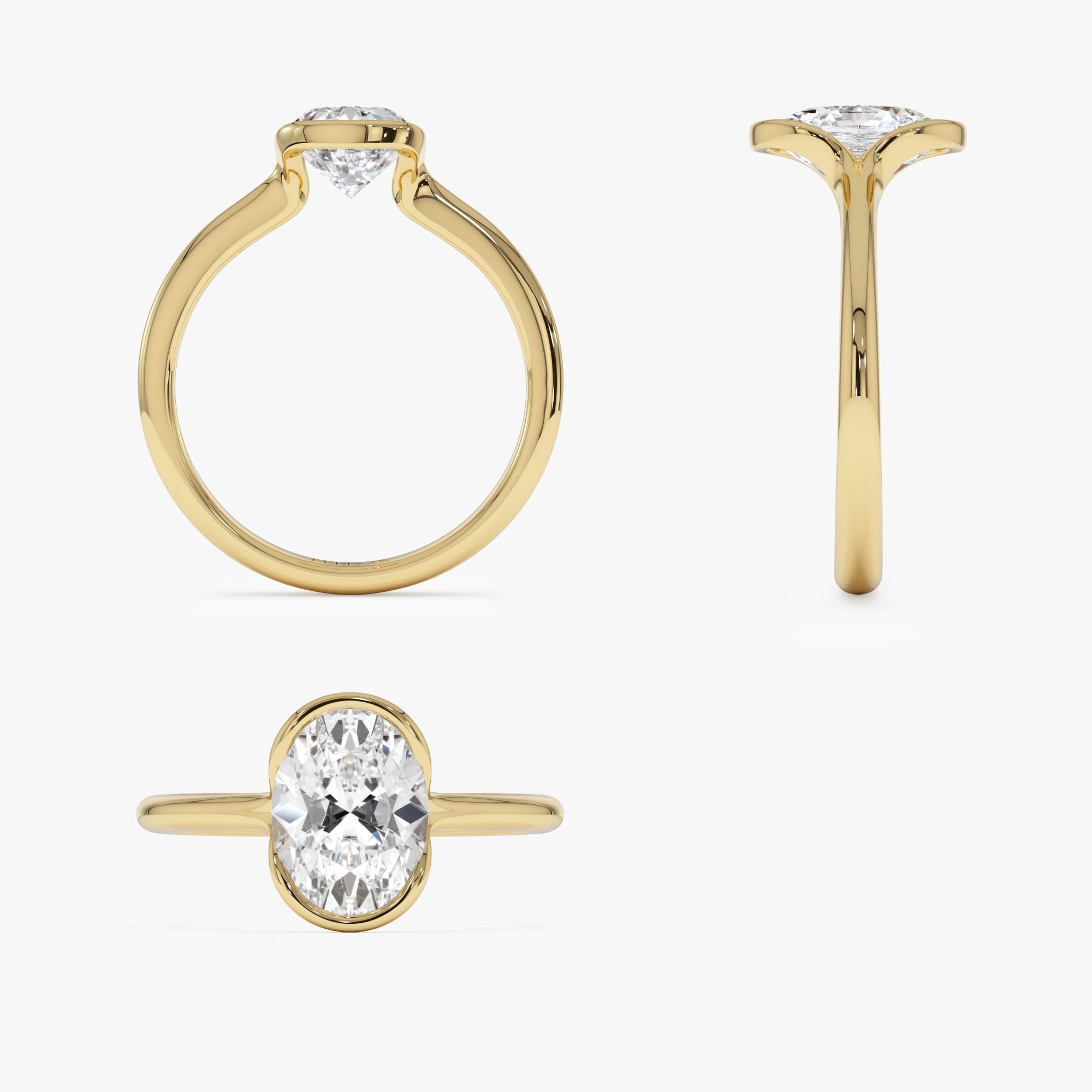 OBFJ0550 - 1.5 Ctw 14k Oval Shaped Lab Grown Diamond Half Bezel Engagement Ring - Rita 9