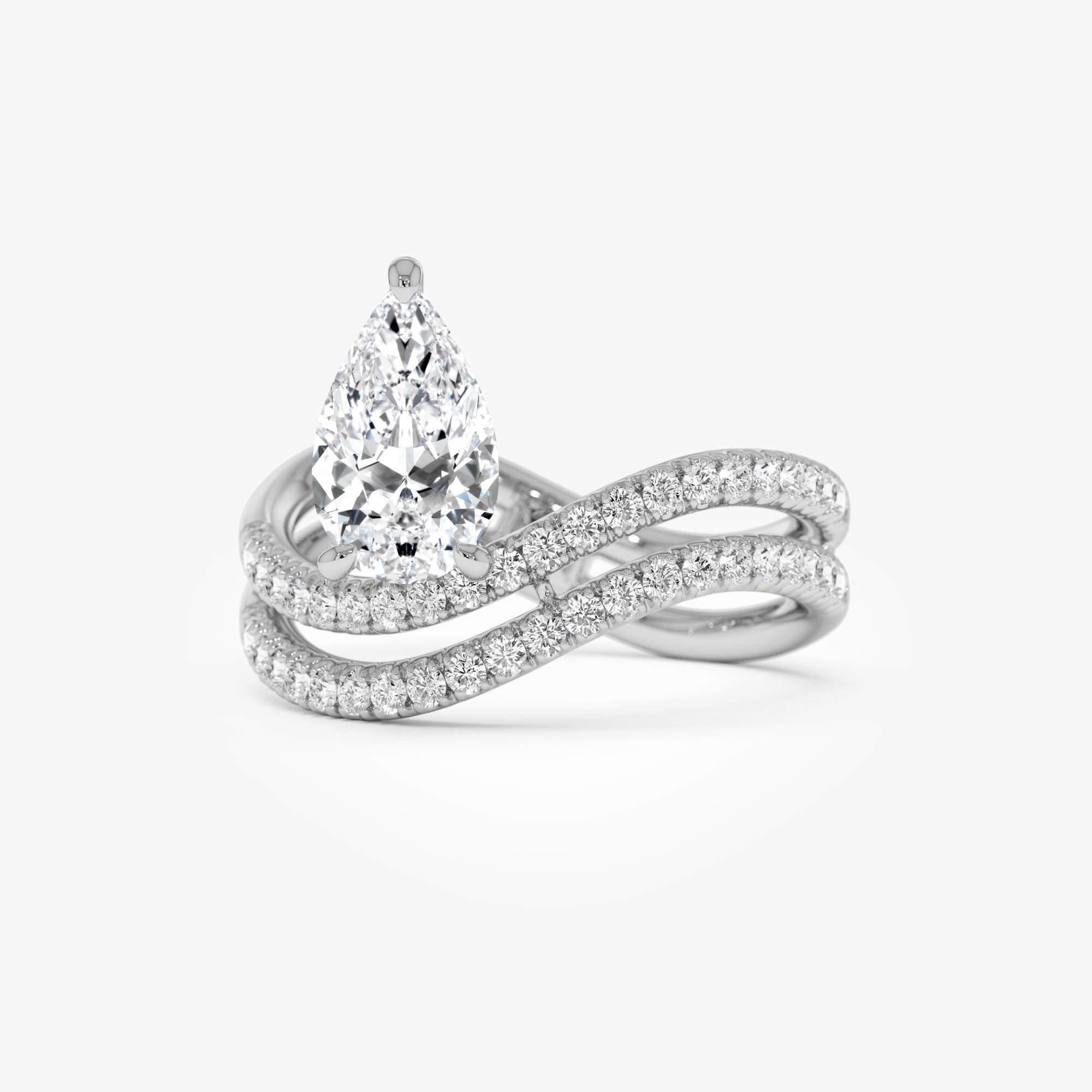 OBFJ0503 - 1.35 Ctw 14k Pear Shaped Lab Grown Twisted Pave Band Diamond Engagement Ring - Ivana 7