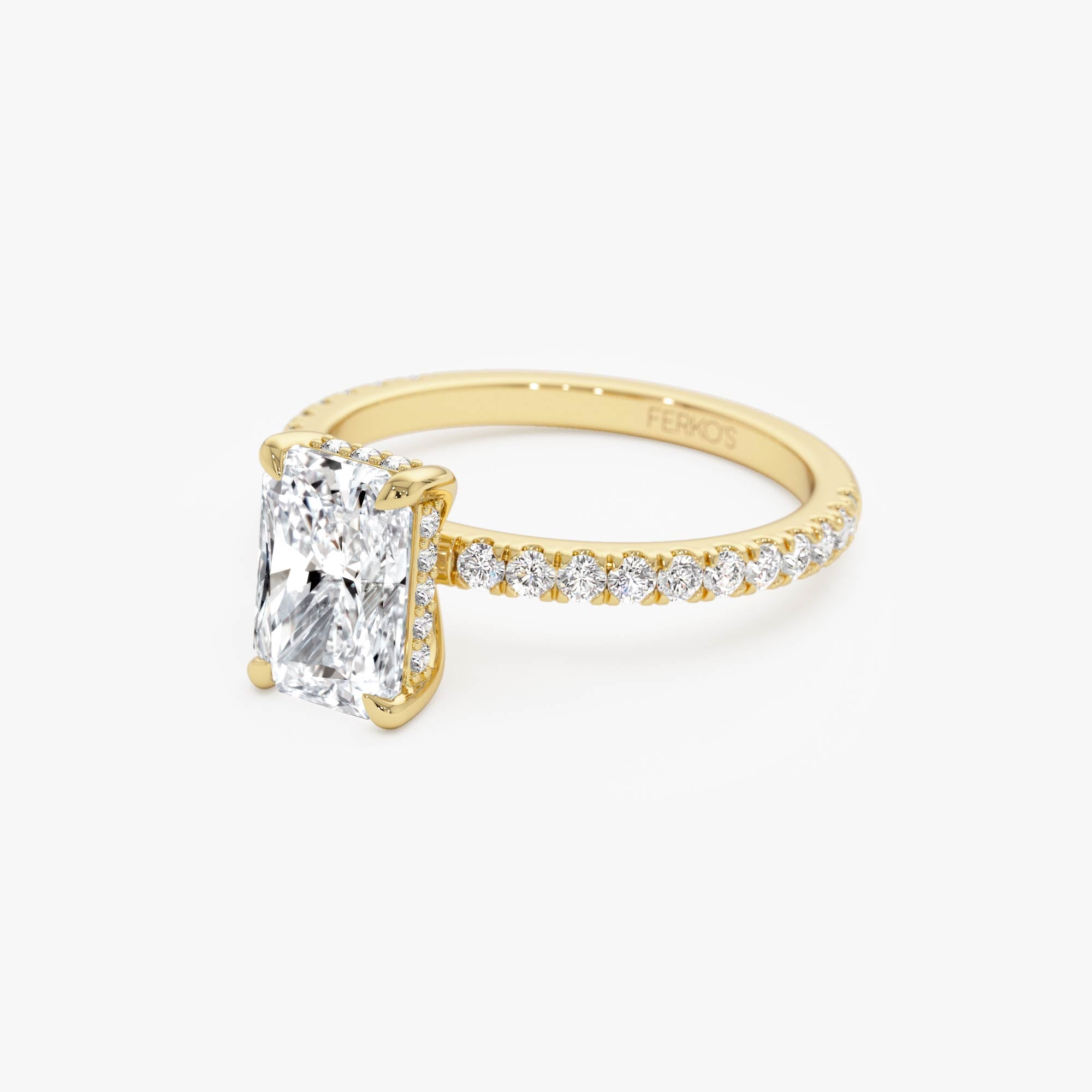 OBFJ0580 - 2.00 Ctw 14k Radiant Cut Lab Grown Diamond Pavé Band Ring with Hidden Halo – Delara 10