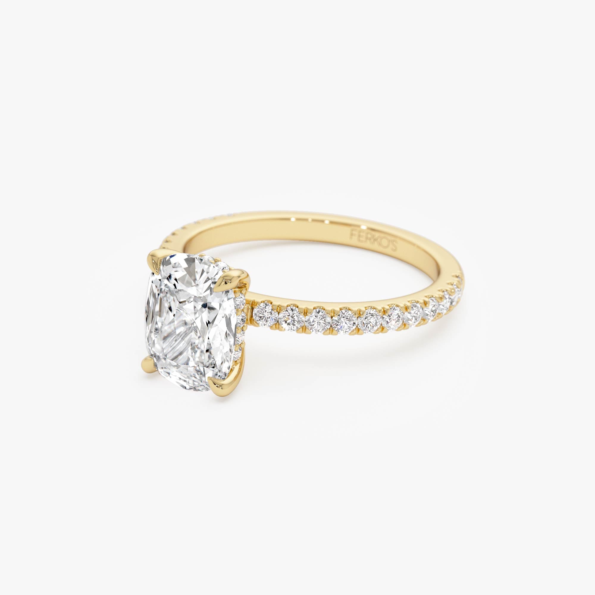 OBFJ0581 - 2.00 Ctw 14k Cushion Cut Lab Grown Diamond Pavé Band Ring with Hidden Halo – Renée 9