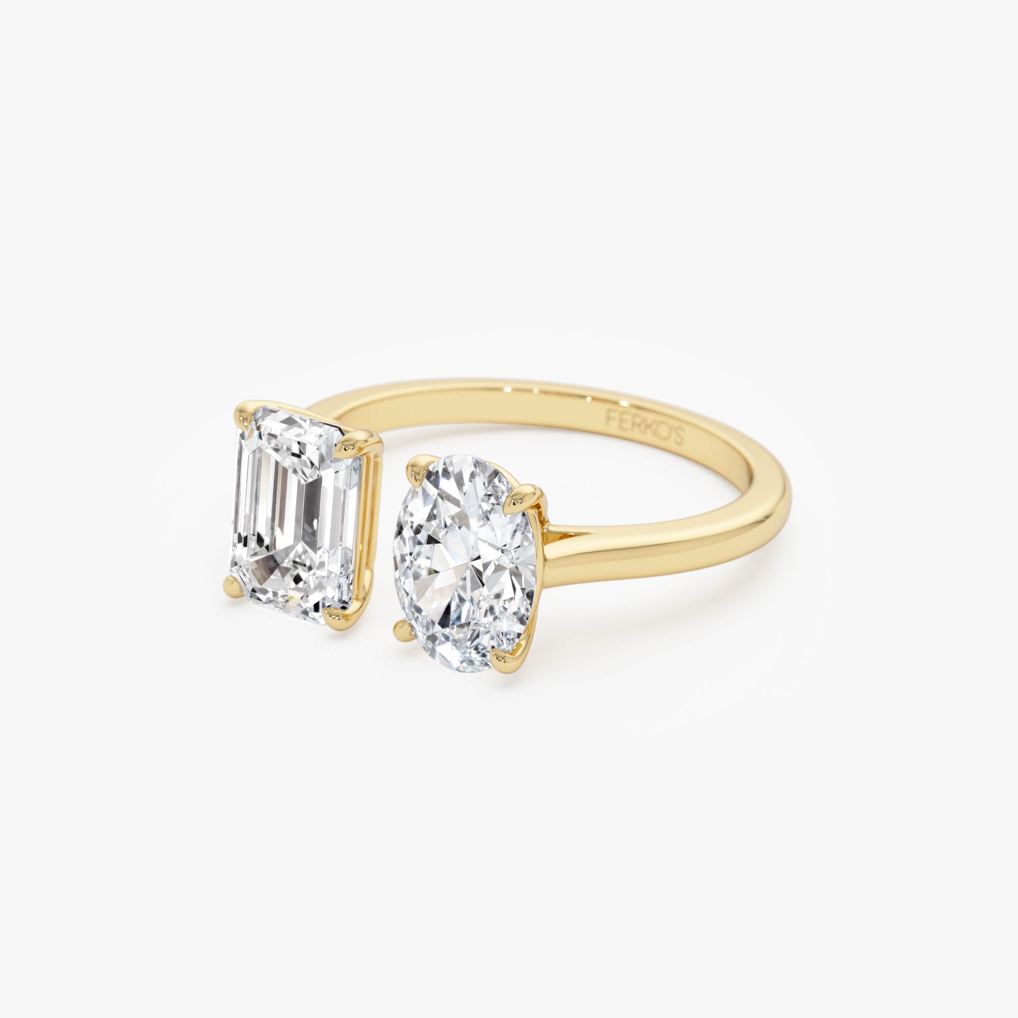 OBFJ0612 - 2.00 Ctw 14k Emerald & Oval Cut Toi et Moi Lab Grown Diamond Ring - Selen 9