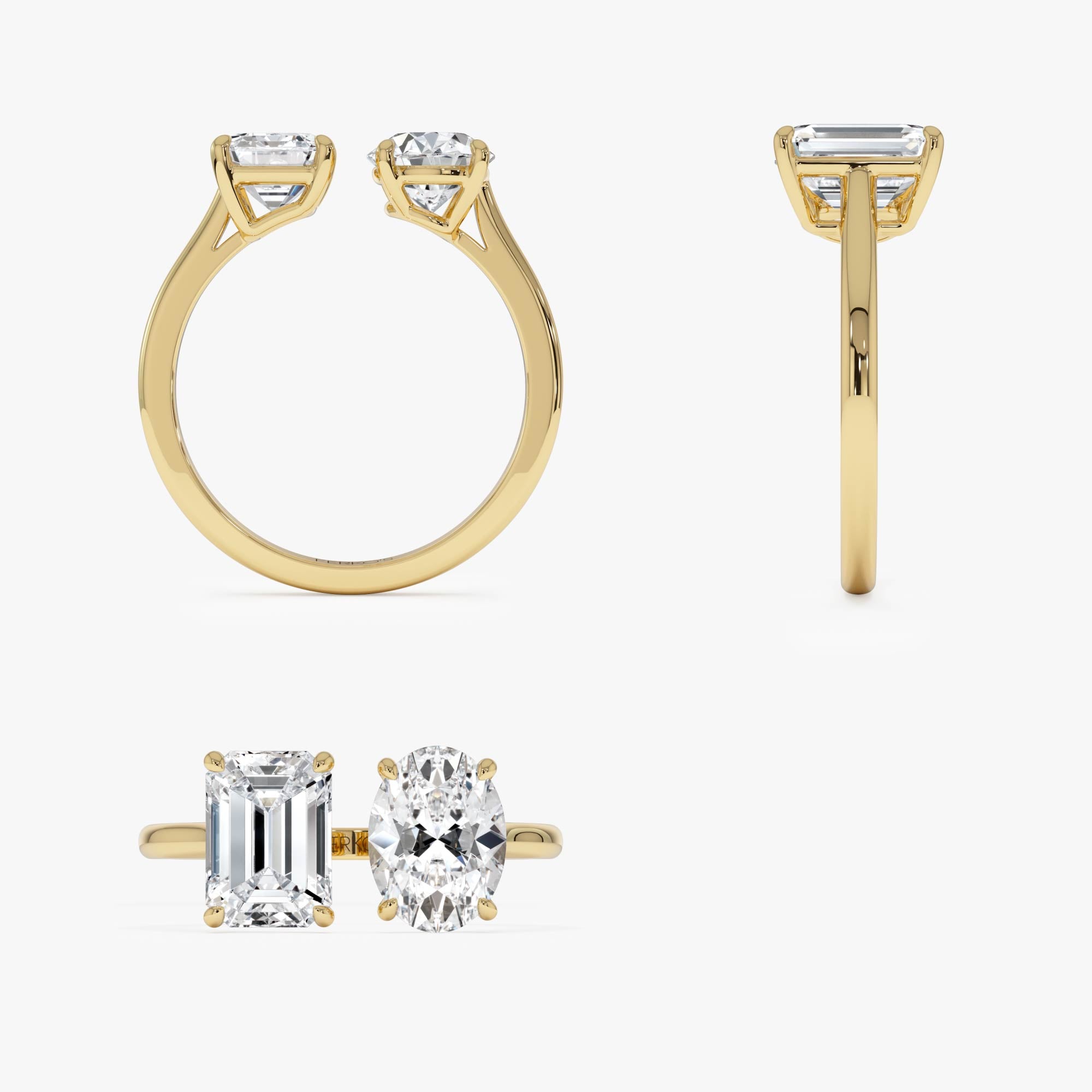 OBFJ0612 - 2.00 Ctw 14k Emerald & Oval Cut Toi et Moi Lab Grown Diamond Ring - Selen 10