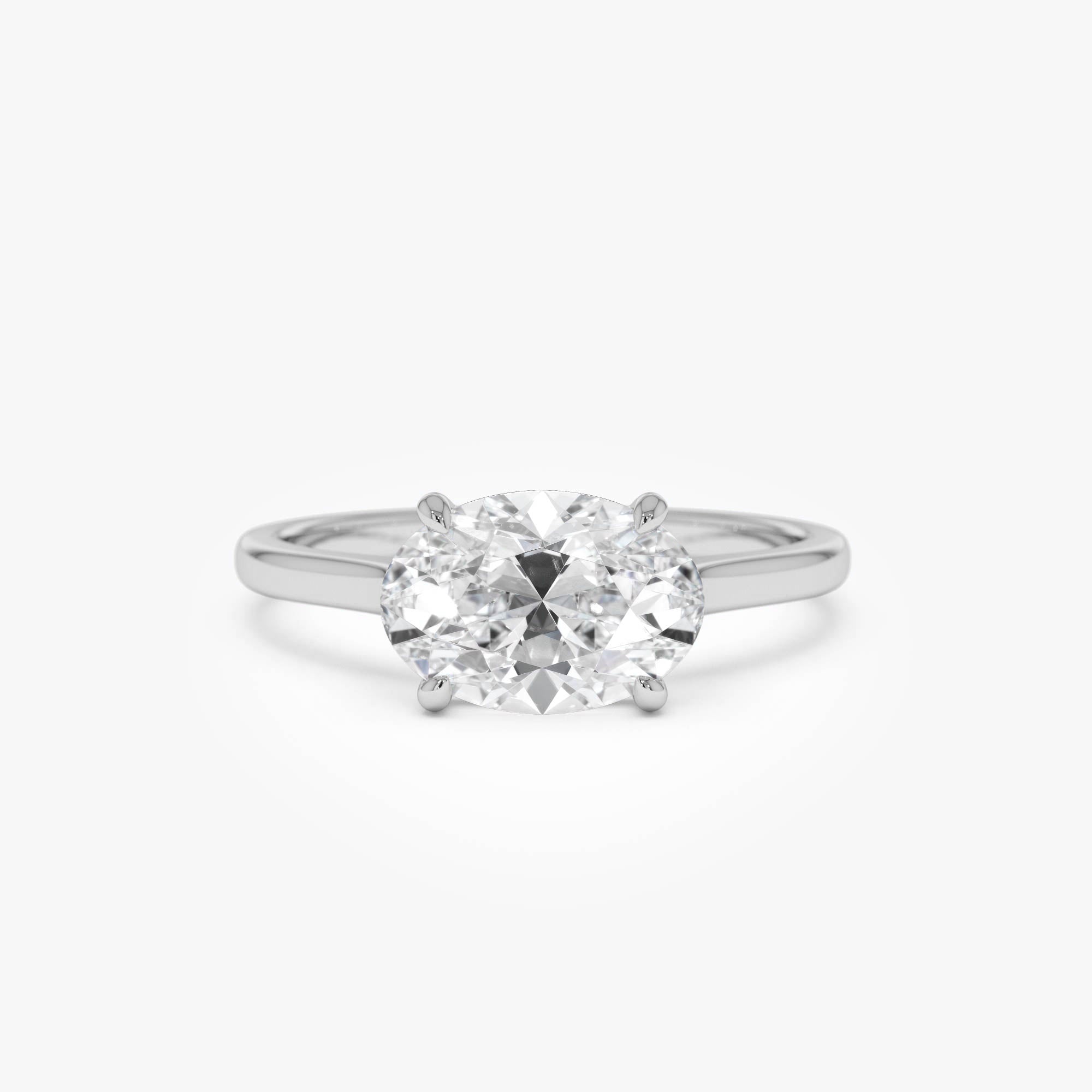 OBFJ0510 - 1 CTW 14k Oval Shaped Lab Grown Pear Shaped East-West Set Diamond Ring - Nives 8