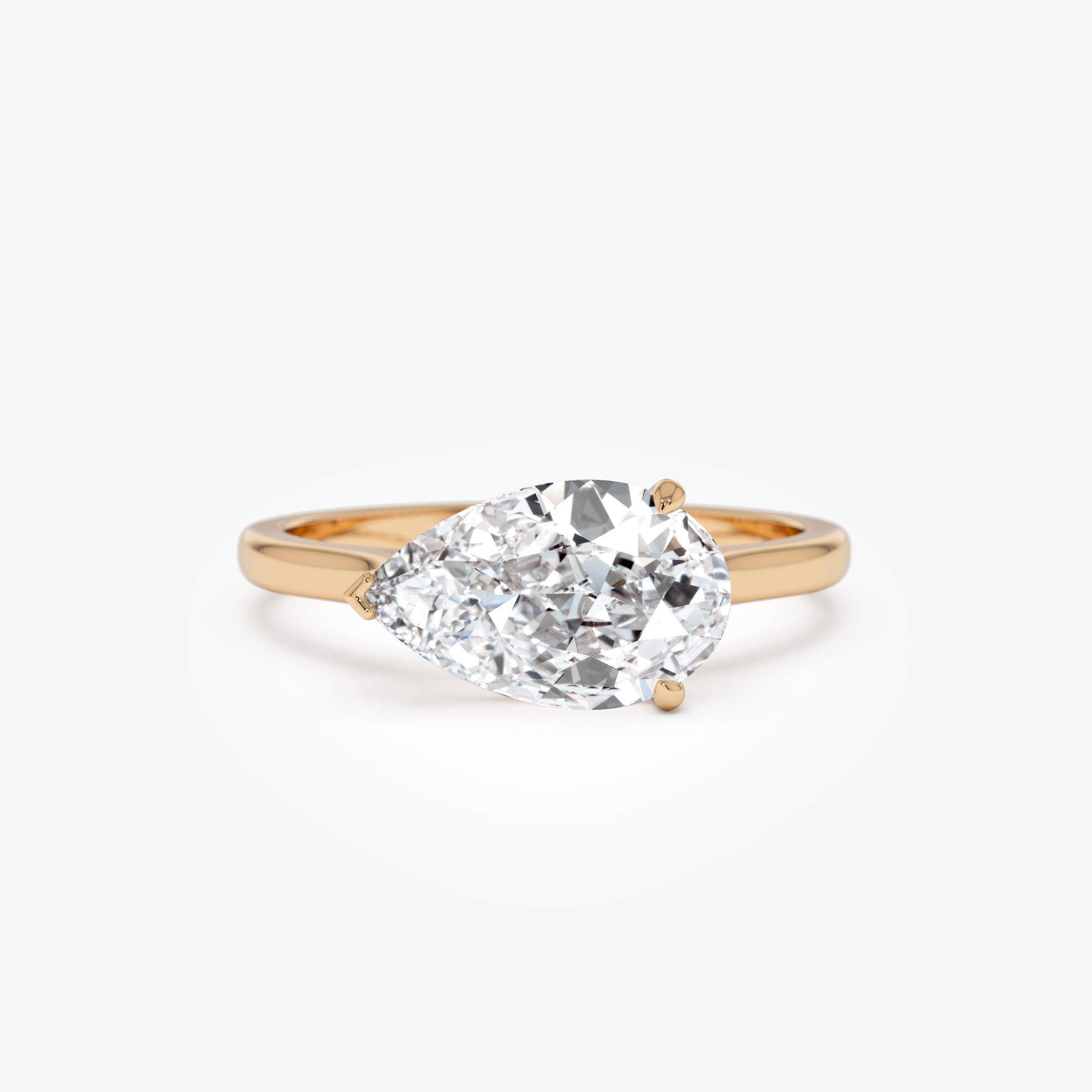 OBFJ0509 - 1 CTW 14k Pear Shaped Lab Grown Pear Shaped East-West Set Diamond Ring - Daria 10